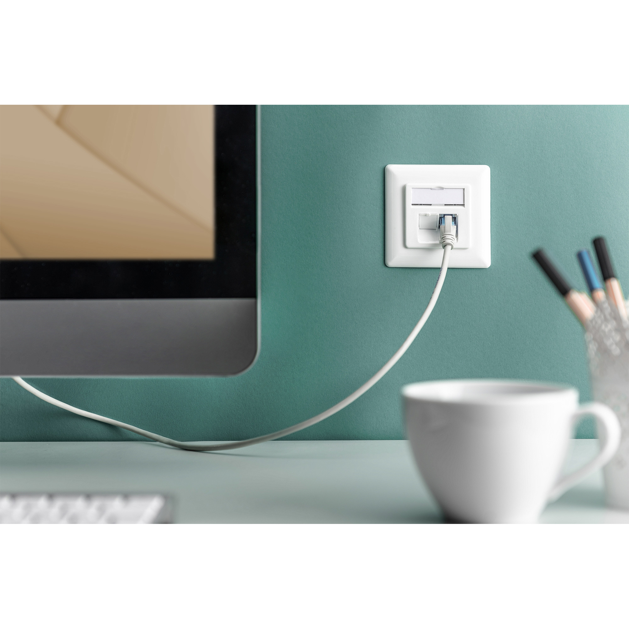 Розетка настінна DIGITUS 2xRJ-45 Cat.6a STP White (DN-9007-1)