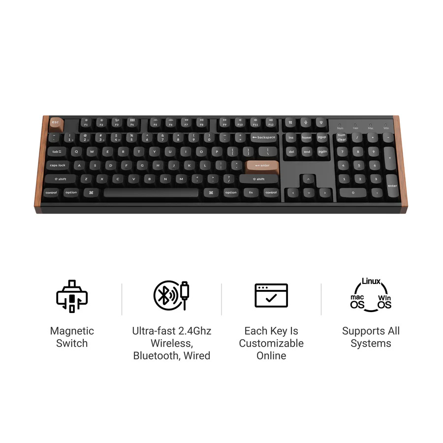 Клавиатура беспроводная KEYCHRON K10 HE Gateron Double-Rail Magnetic Nebula Switch Black