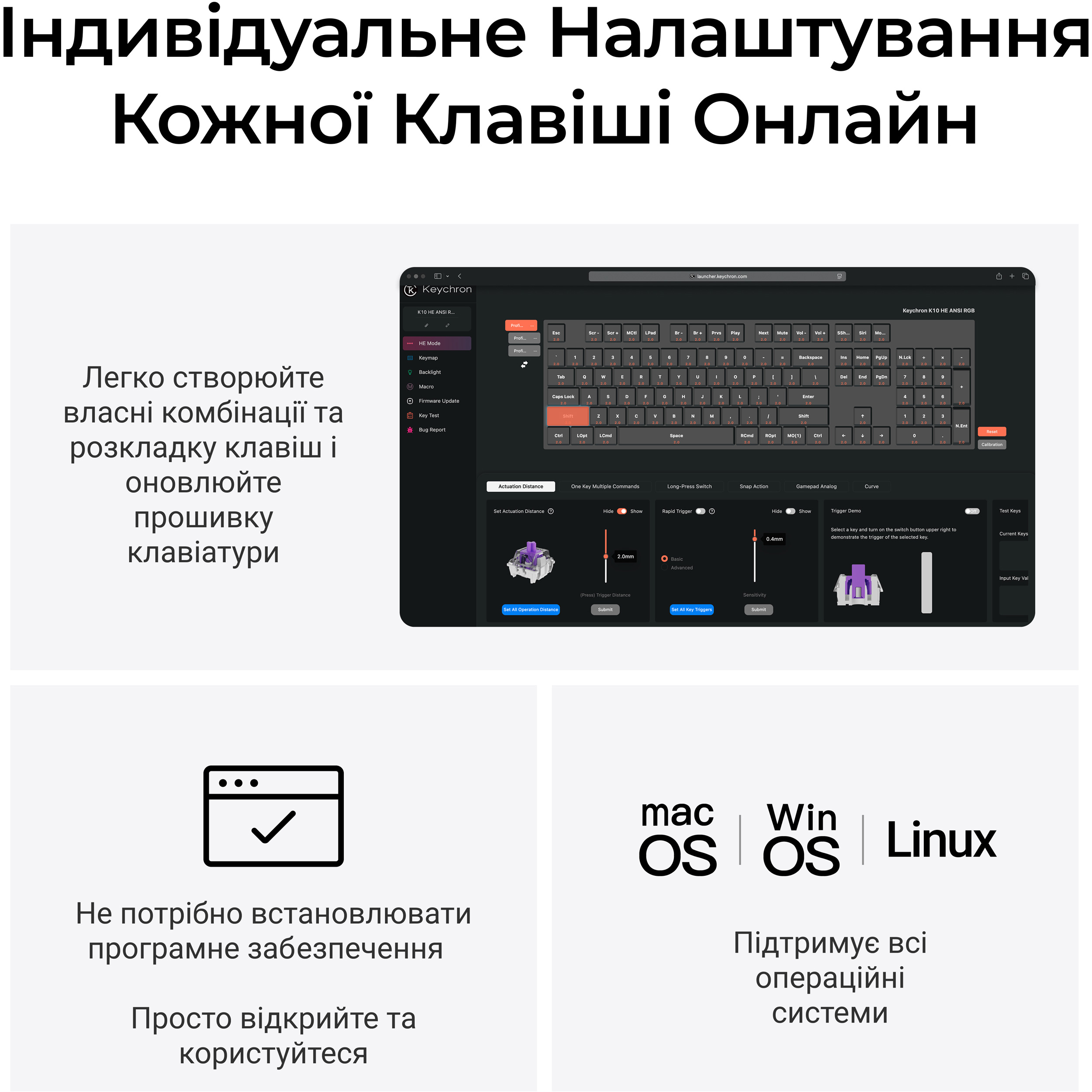 Клавиатура беспроводная KEYCHRON K10 HE Gateron Double-Rail Magnetic Nebula Switch Black