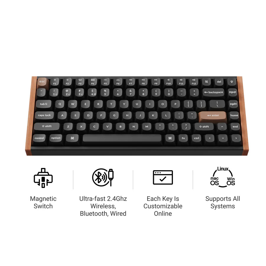 Клавиатура беспроводная KEYCHRON K2 HE Gateron Double-Rail Magnetic Nebula Switch Black