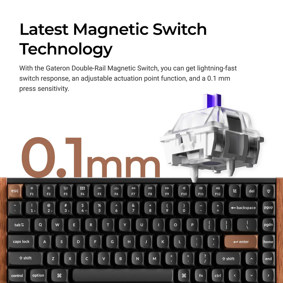 Клавиатура беспроводная KEYCHRON K2 HE Gateron Double-Rail Magnetic Nebula Switch Black