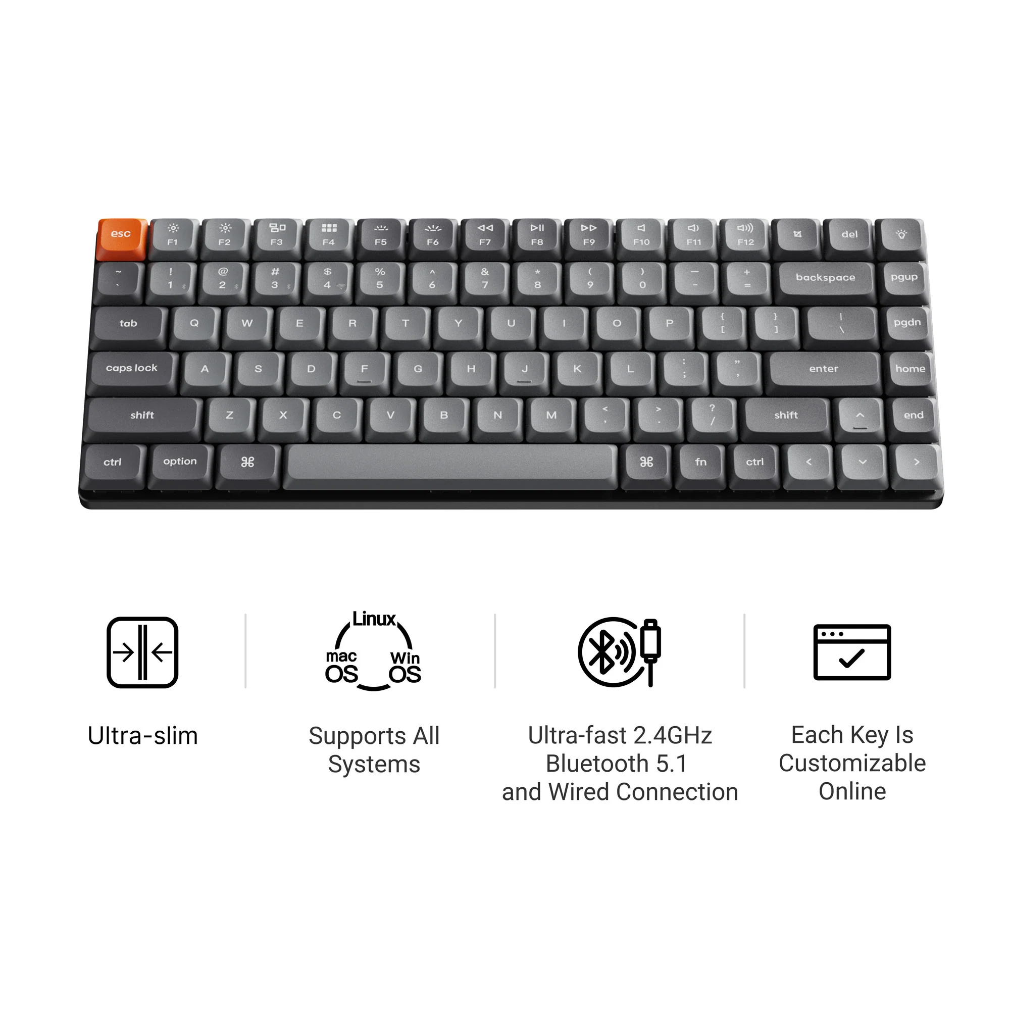 Клавиатура беспроводная KEYCHRON K3 Max Gateron Brown Switch Black