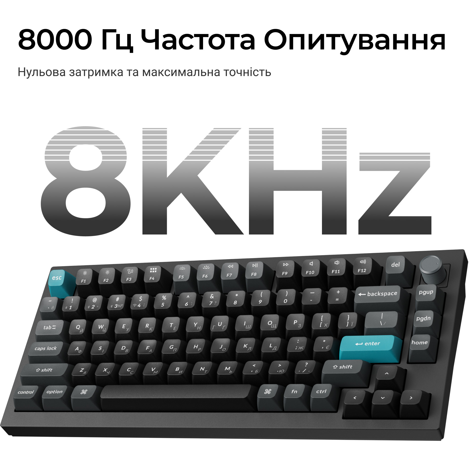 Клавиатура беспроводная KEYCHRON Q1 Ultra Silk POM Red Switch Black