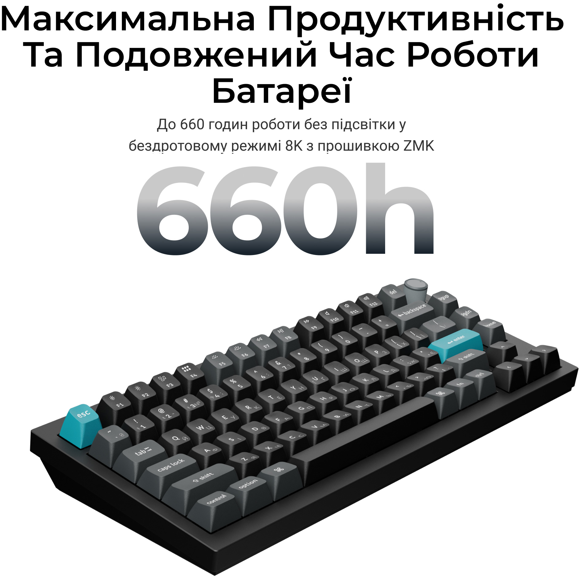 Клавиатура беспроводная KEYCHRON Q1 Ultra Silk POM Red Switch Black
