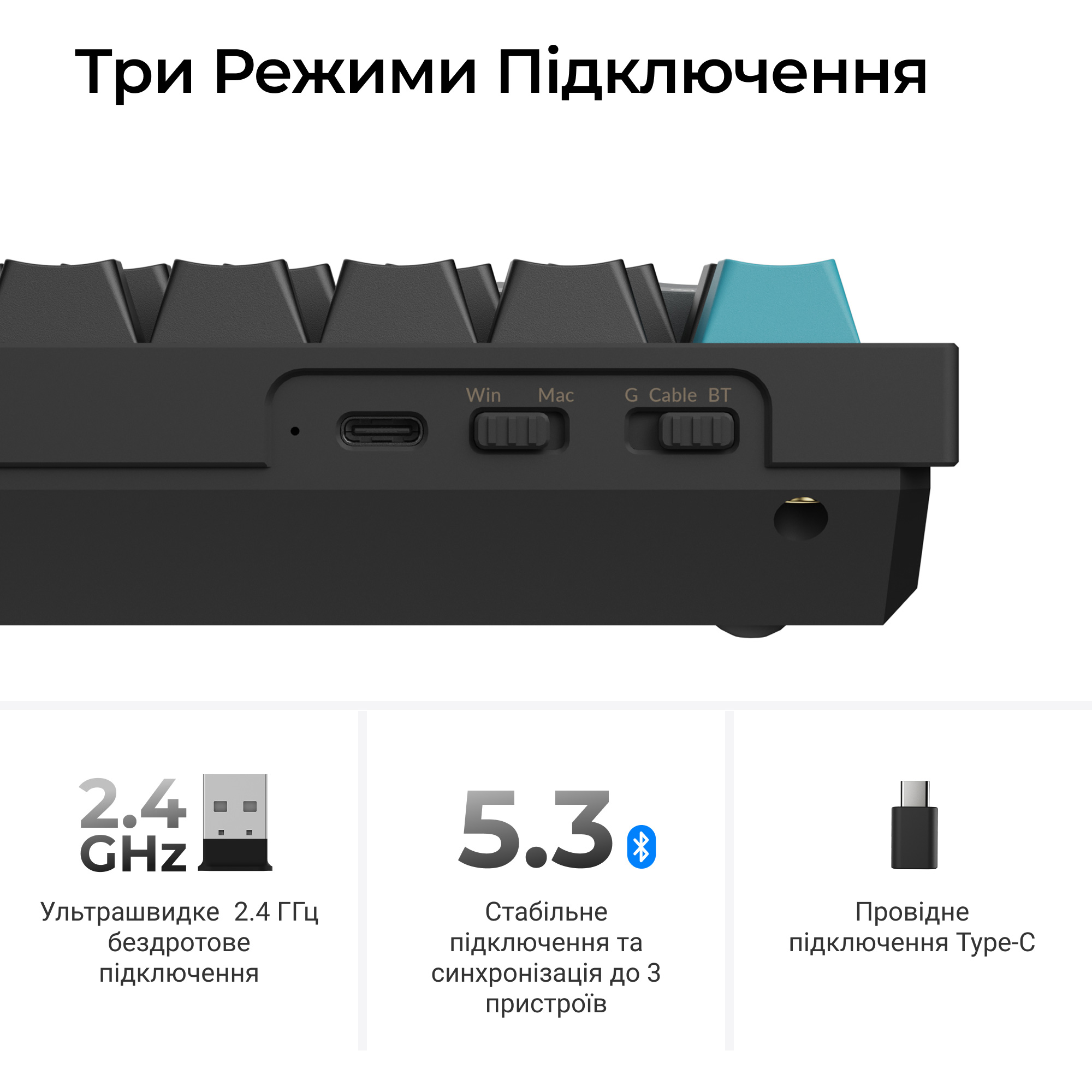 Клавиатура беспроводная KEYCHRON Q1 Ultra Silk POM Red Switch Black