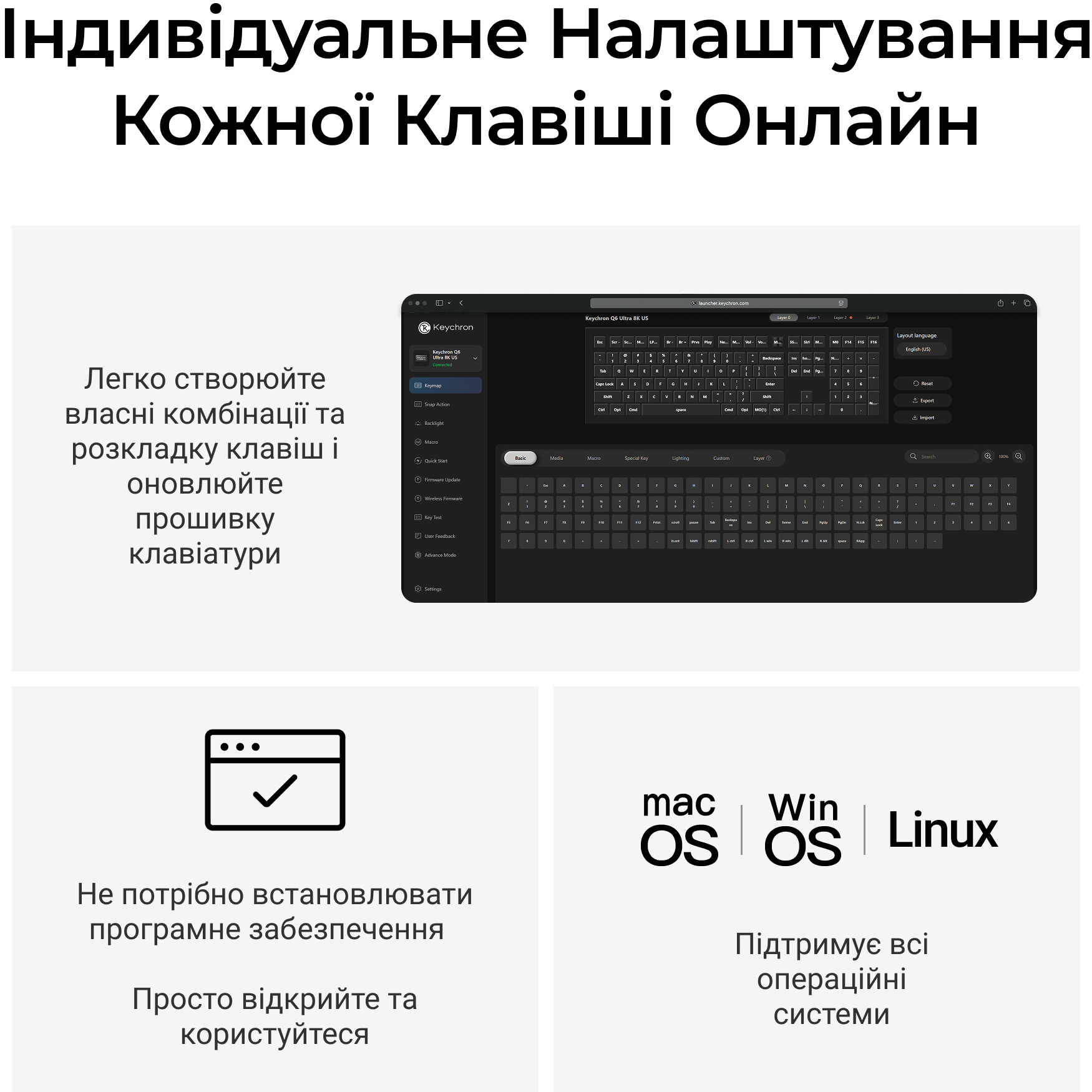 Клавиатура беспроводная KEYCHRON Q6 Ultra Silk POM Red Switch Black