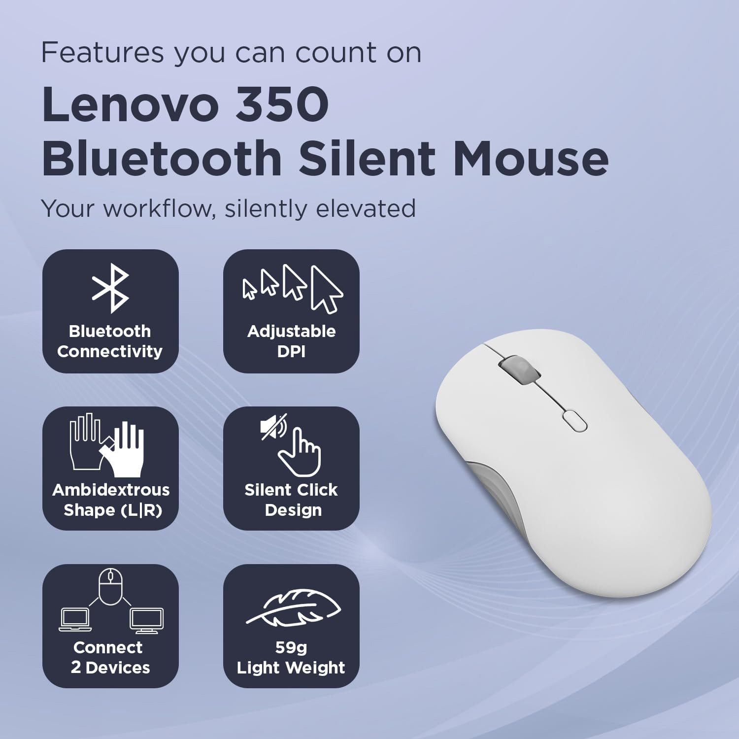 Мышь LENOVO 350 Bluetooth Silent Mouse Cloud Gray (GY51S61907)
