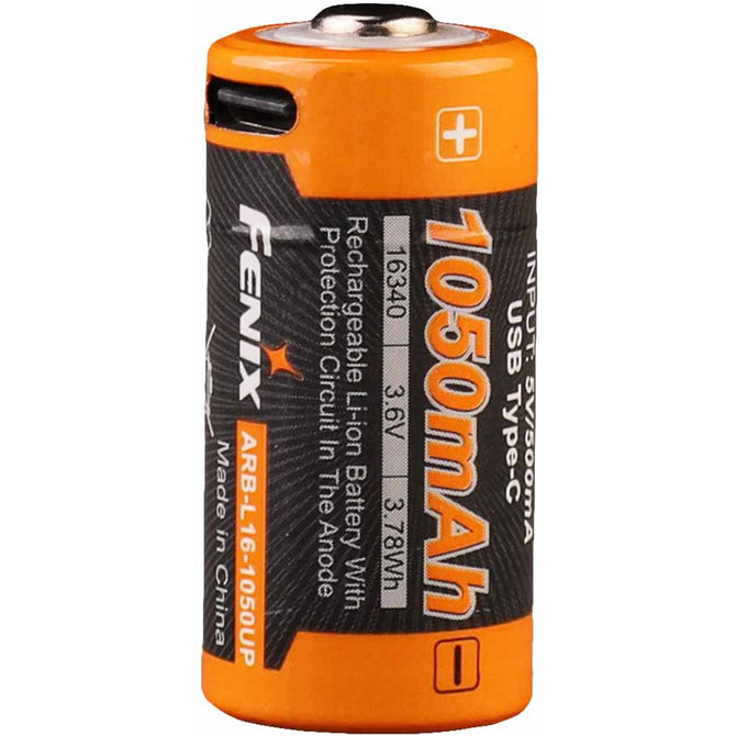 Аккумулятор FENIX Li-Ion 16340 1050mAh 3.6V, USB-C зарядка (ARB-L16-1050UP)