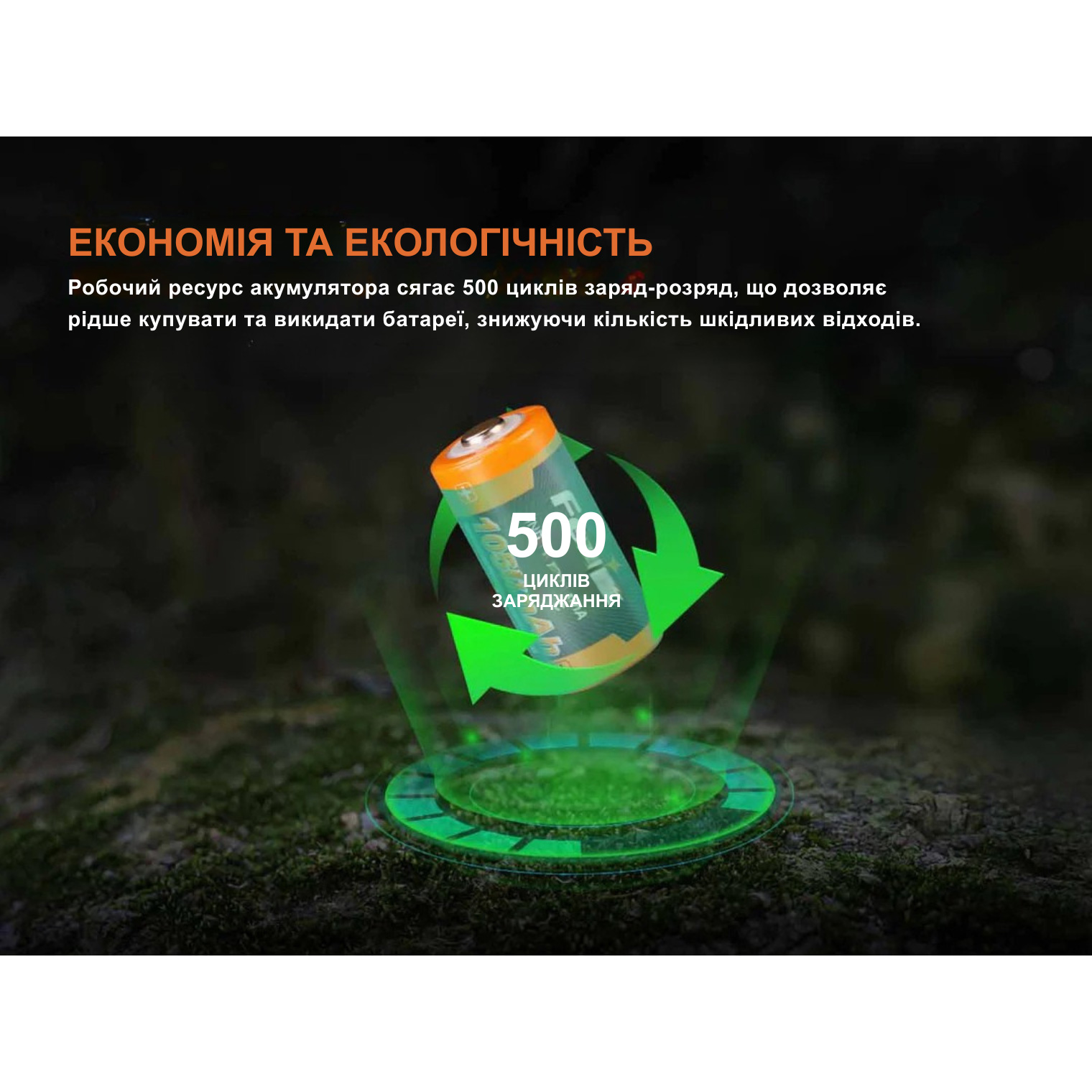 Аккумулятор FENIX Li-Ion 16340 1050mAh 3.6V, USB-C зарядка (ARB-L16-1050UP)