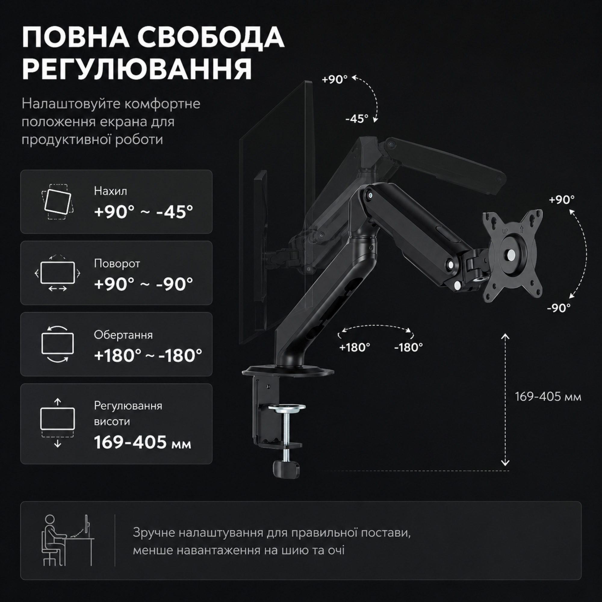 Настольное крепление для монитора ITECH MBSS-02F 17"-32" Black