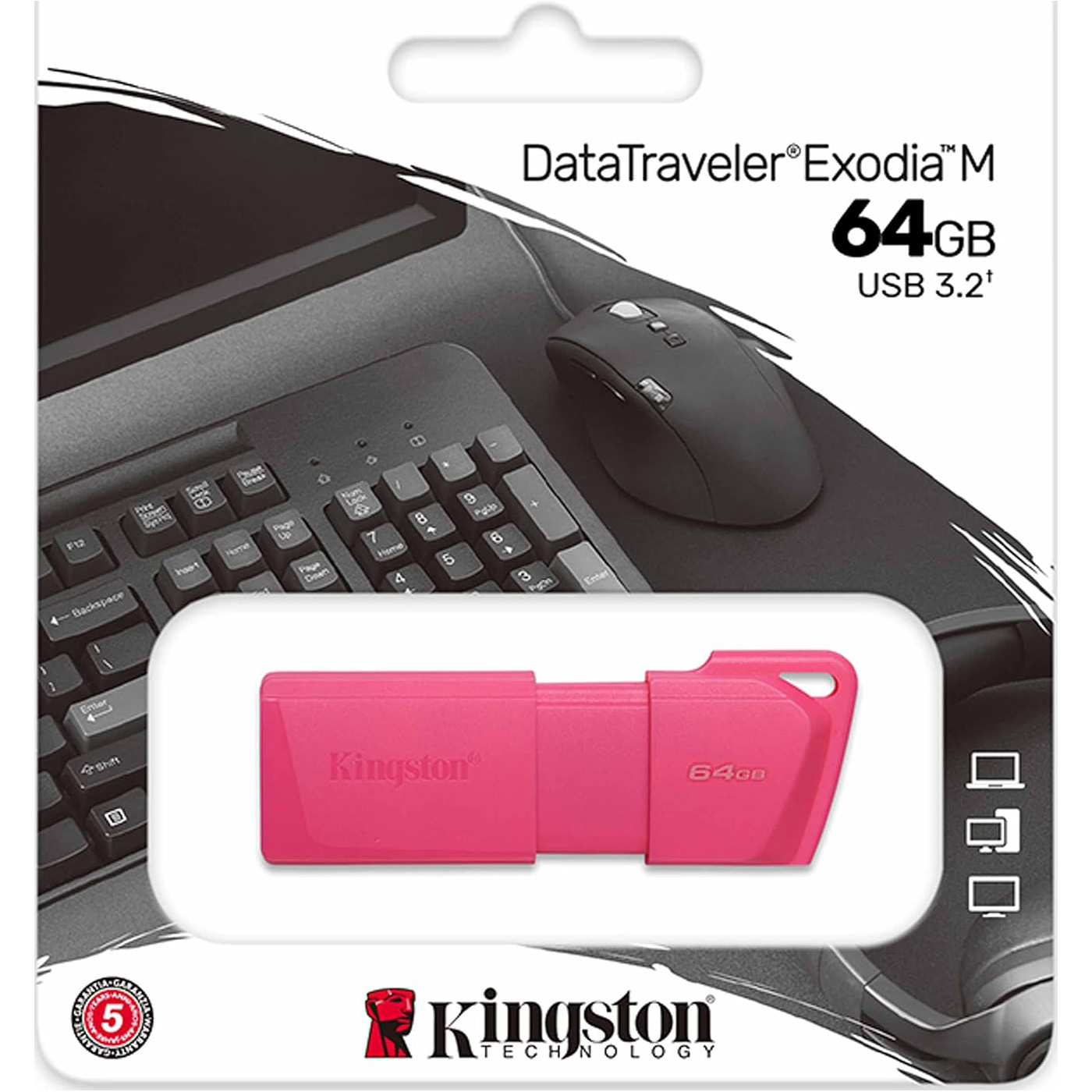 Флэшка 64GB KINGSTON DataTraveler Exodia M USB 3.2 Pink (KC-U2L64-7LN)