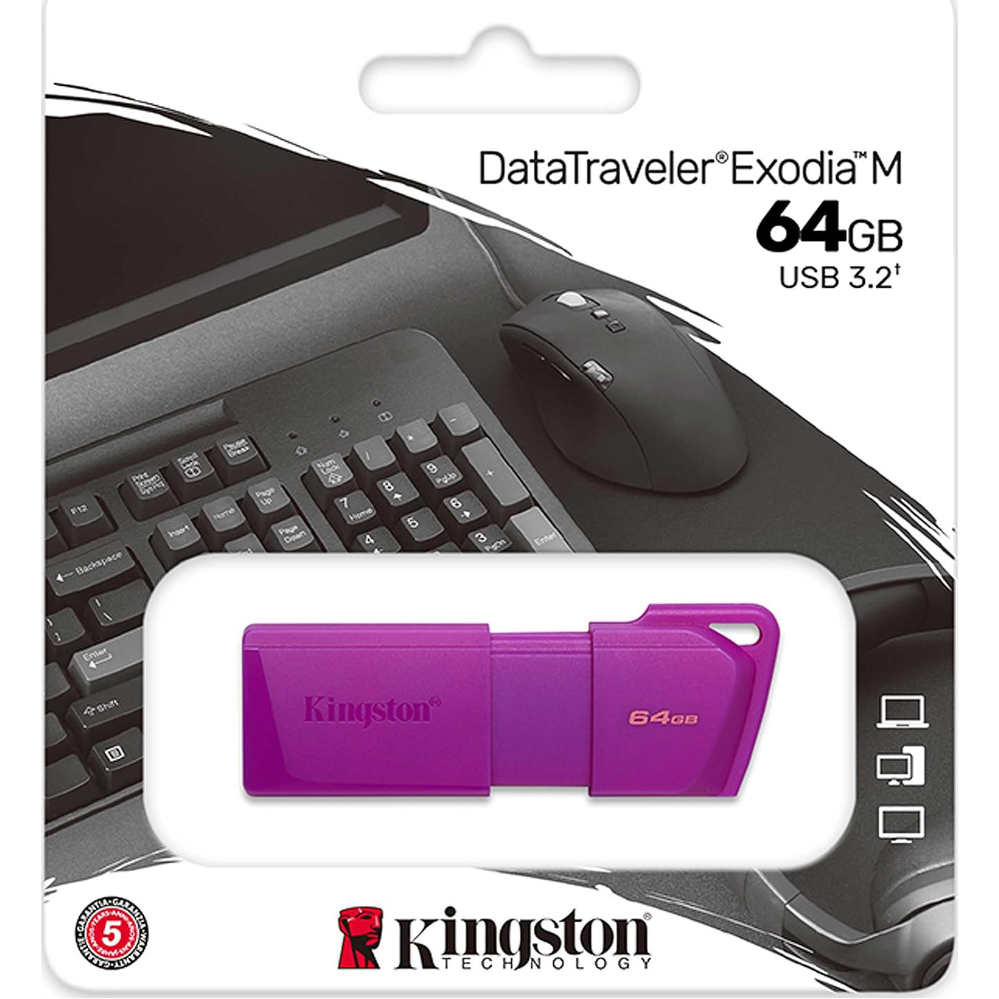 Флэшка 64GB KINGSTON DataTraveler Exodia M USB 3.2 Purple (KC-U2L64-7LP)