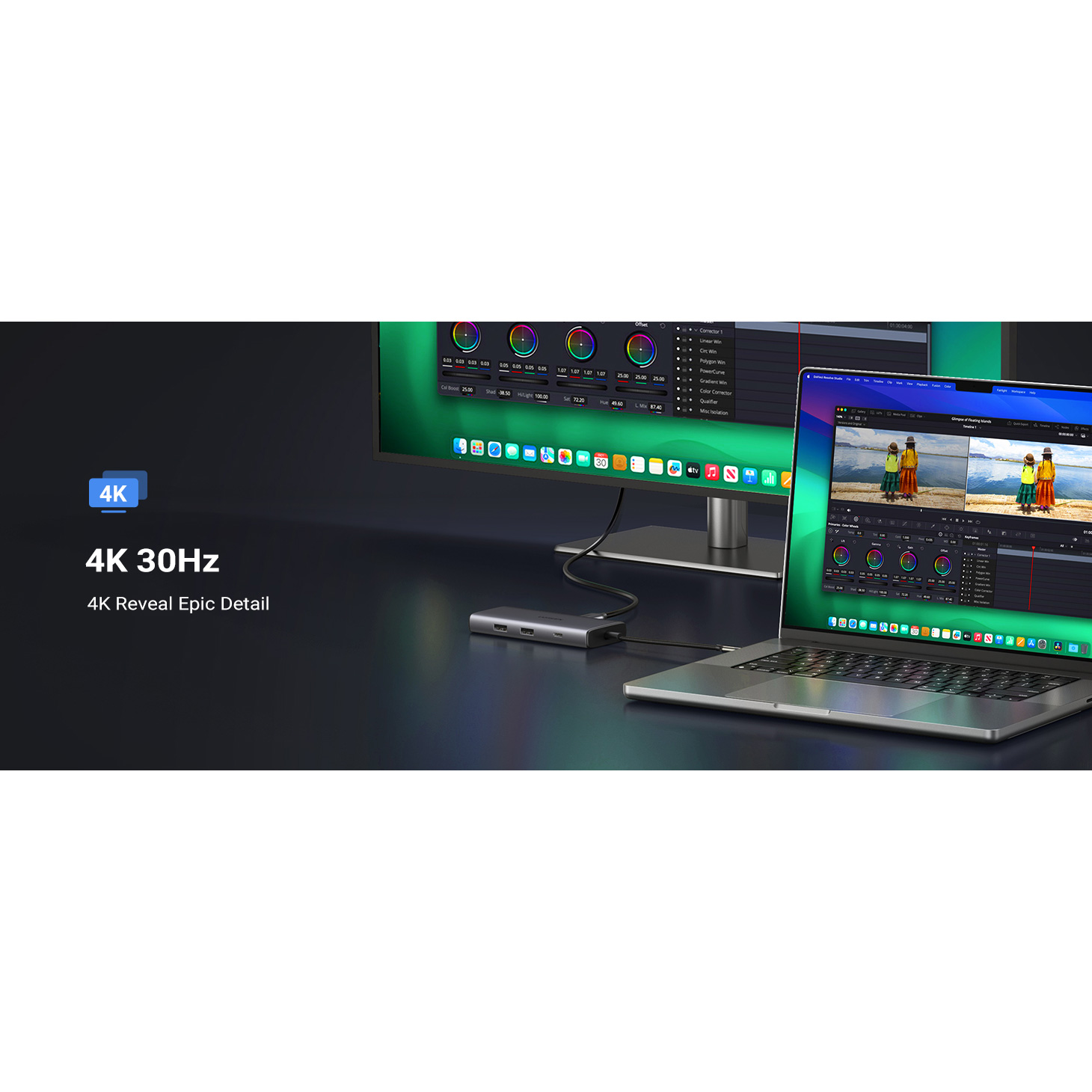 Порт-репликатор UGREEN CM498 Revodok Pro 107 7-in-1 USB-C Hub (15531)