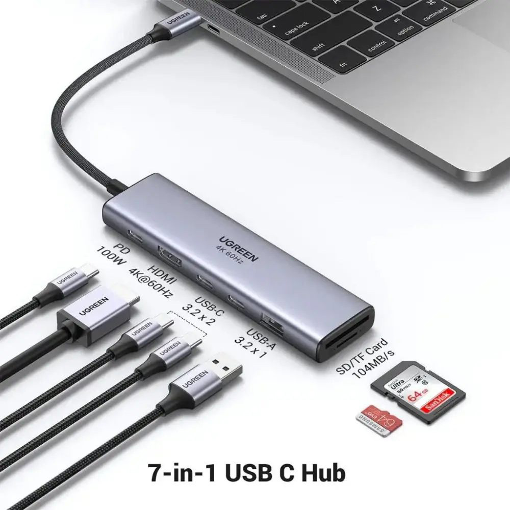 Порт-репликатор UGREEN CM511 7-in-1 USB-C Hub (45521)