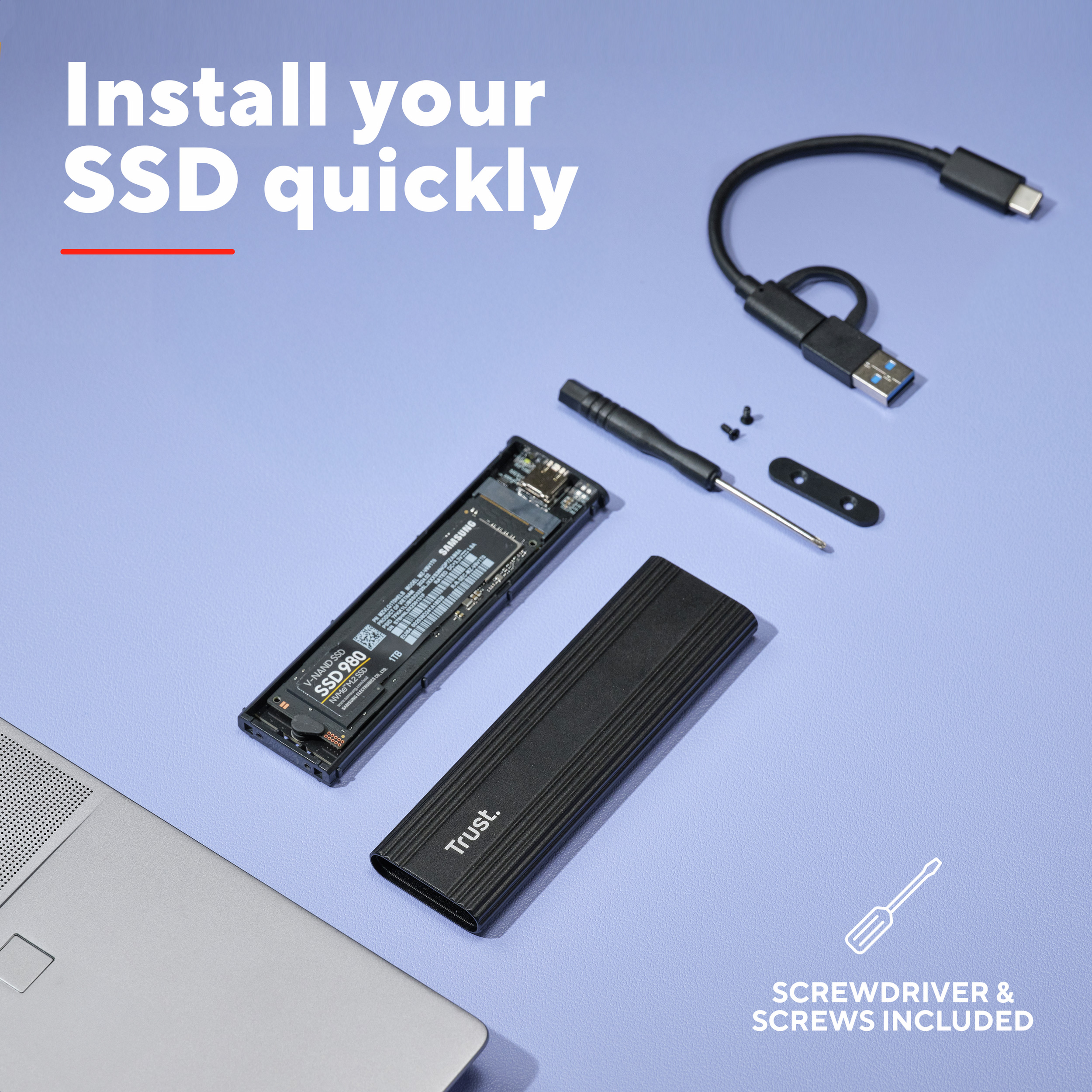 Карман внешний TRUST NVMe PCIe M.2 SSD to USB3.2