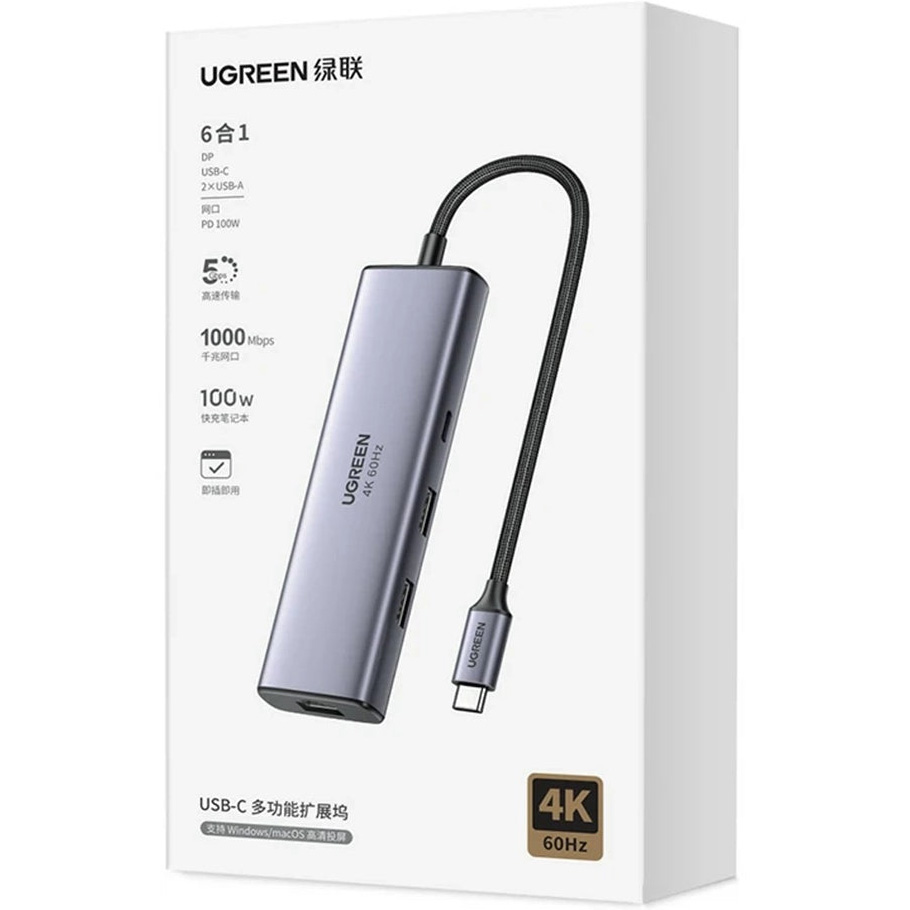 Порт-репликатор UGREEN CM512 6-in-1 USB-C Hub (75643)