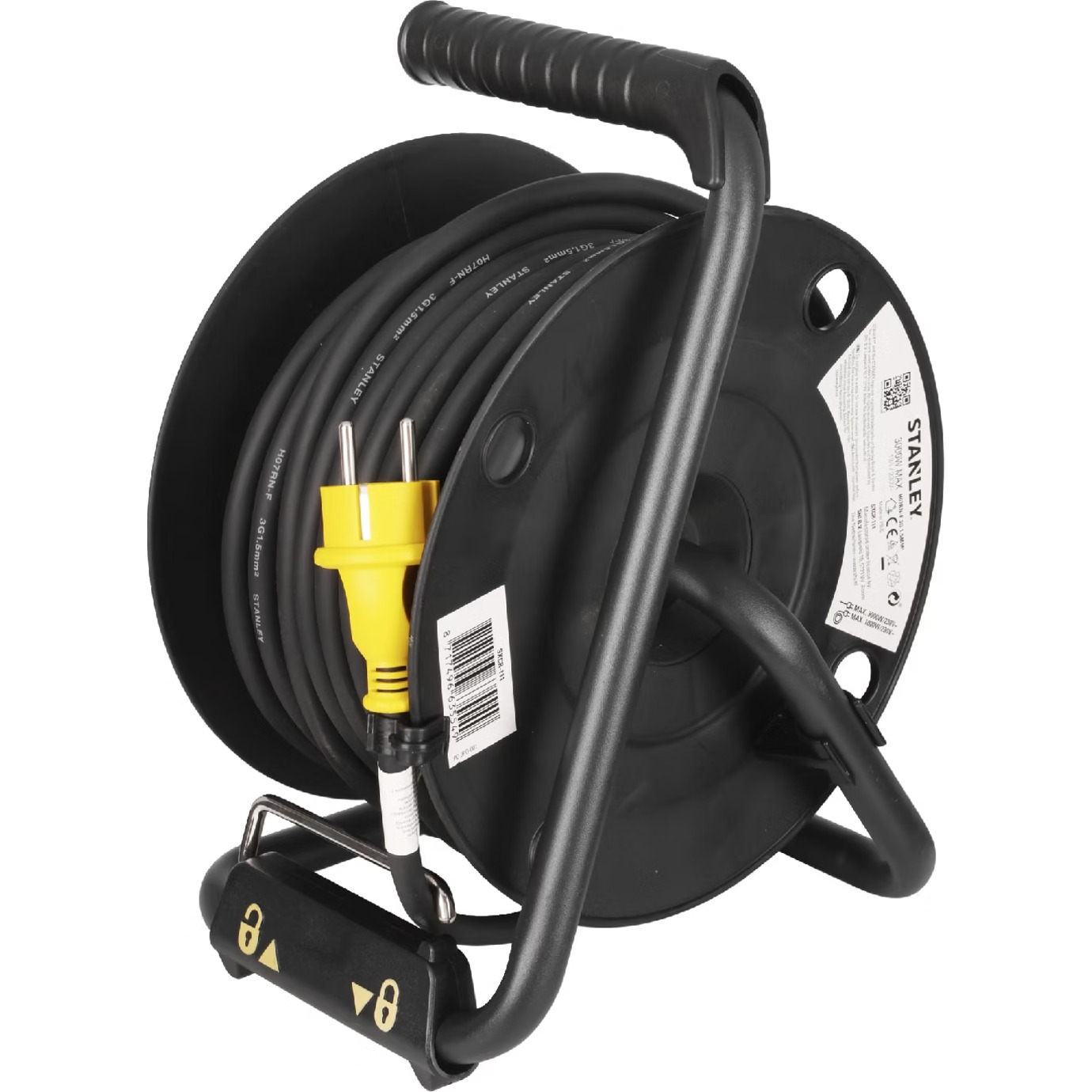 Удлинитель на катушке STANLEY SXCR-111 Black, 4 розетки, 20м