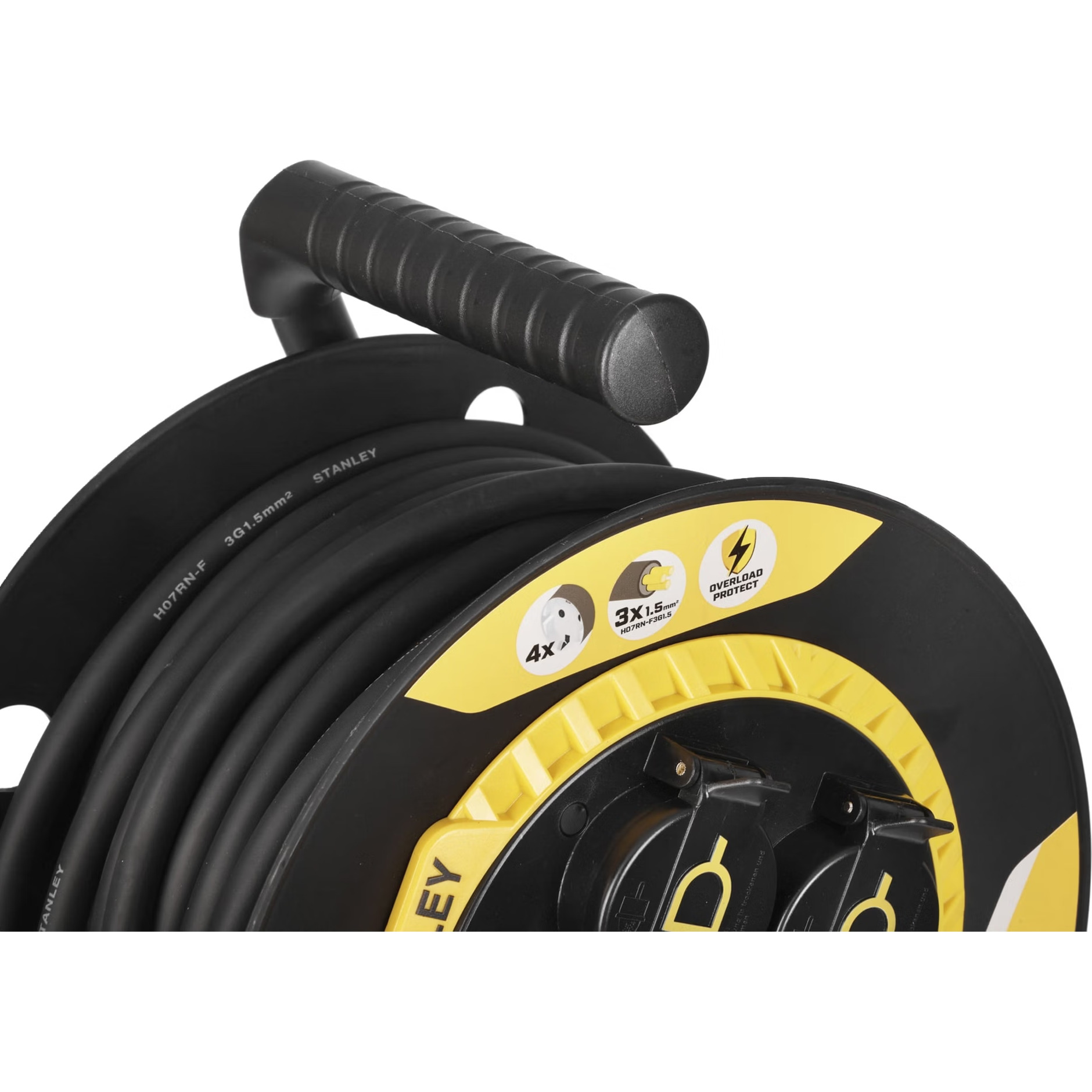 Удлинитель на катушке STANLEY SXCR-111 Black, 4 розетки, 20м