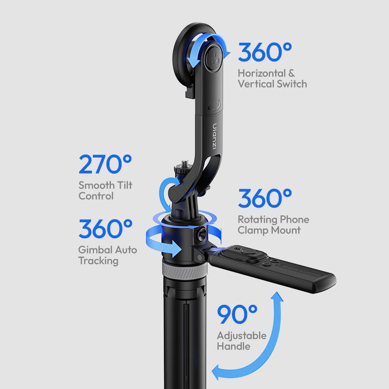Розумний штатив з автотрекінгом ULANZI TT23 Auto-Tracking Selfie Stick Tripod Phone Clamp Version (T168A)