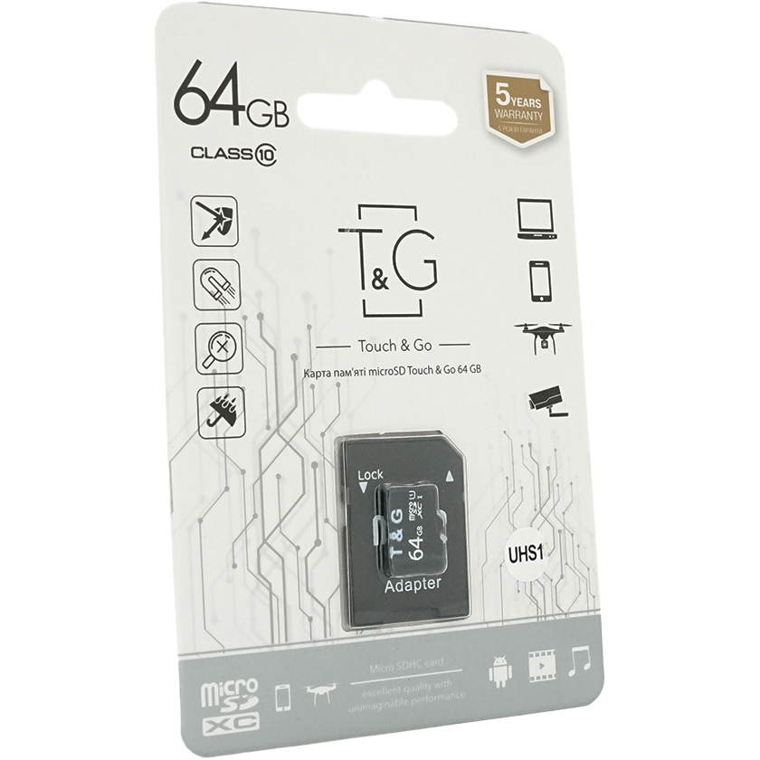 Карта памяти T&G microSDXC 64GB UHS-I Class 10 + SD-adapter (T&G/KP64)