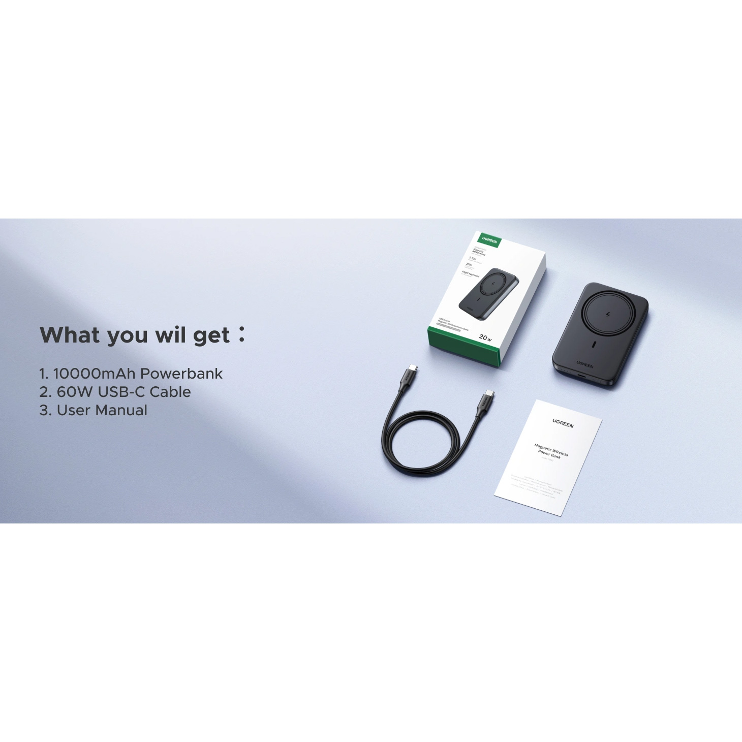 Повербанк MagSafe UGREEN PB561 Nexode 20W 10000mAh Space Gray (25919)