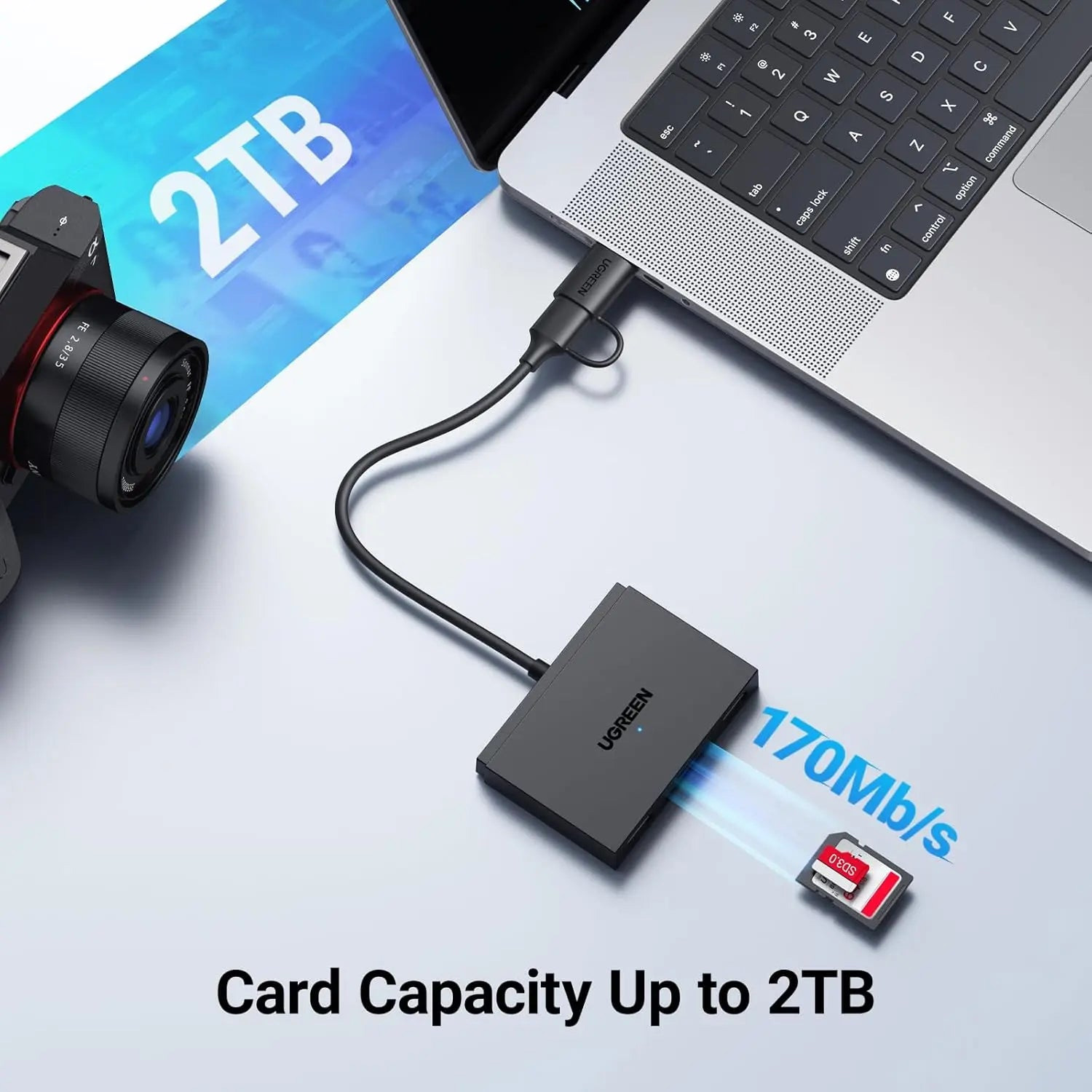 Кардридер UGREEN CM812 4-in-1 Type-C +USB3.0 Card Reader for TF/SD Black (45167)