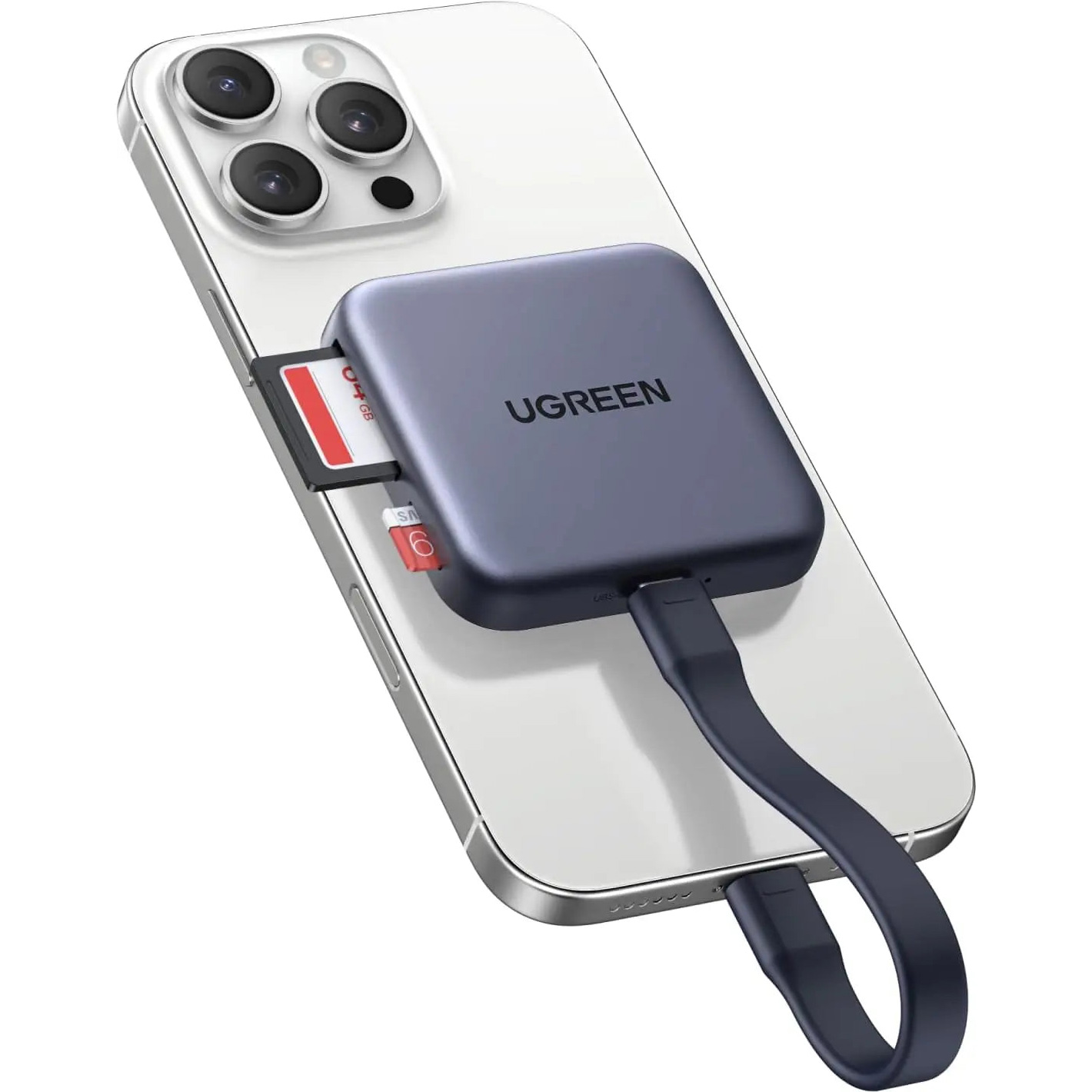 Кардридер UGREEN CM898 3-IN-1 Magnetic Type-C TF/SD 4.0 Card Reader + PD 100W Gray (65095)