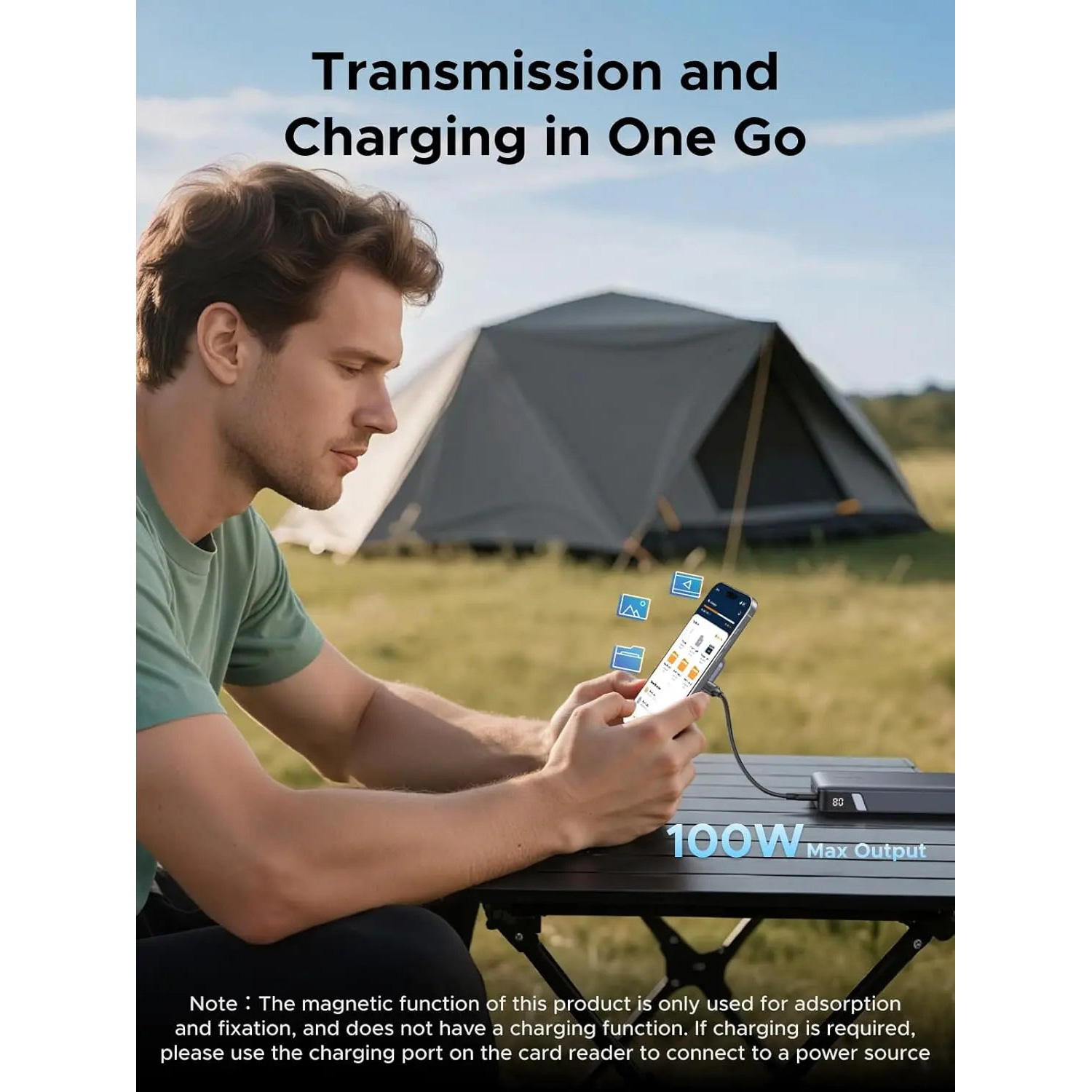 Кардридер UGREEN CM898 3-IN-1 Magnetic Type-C TF/SD 4.0 Card Reader + PD 100W Gray (65095)