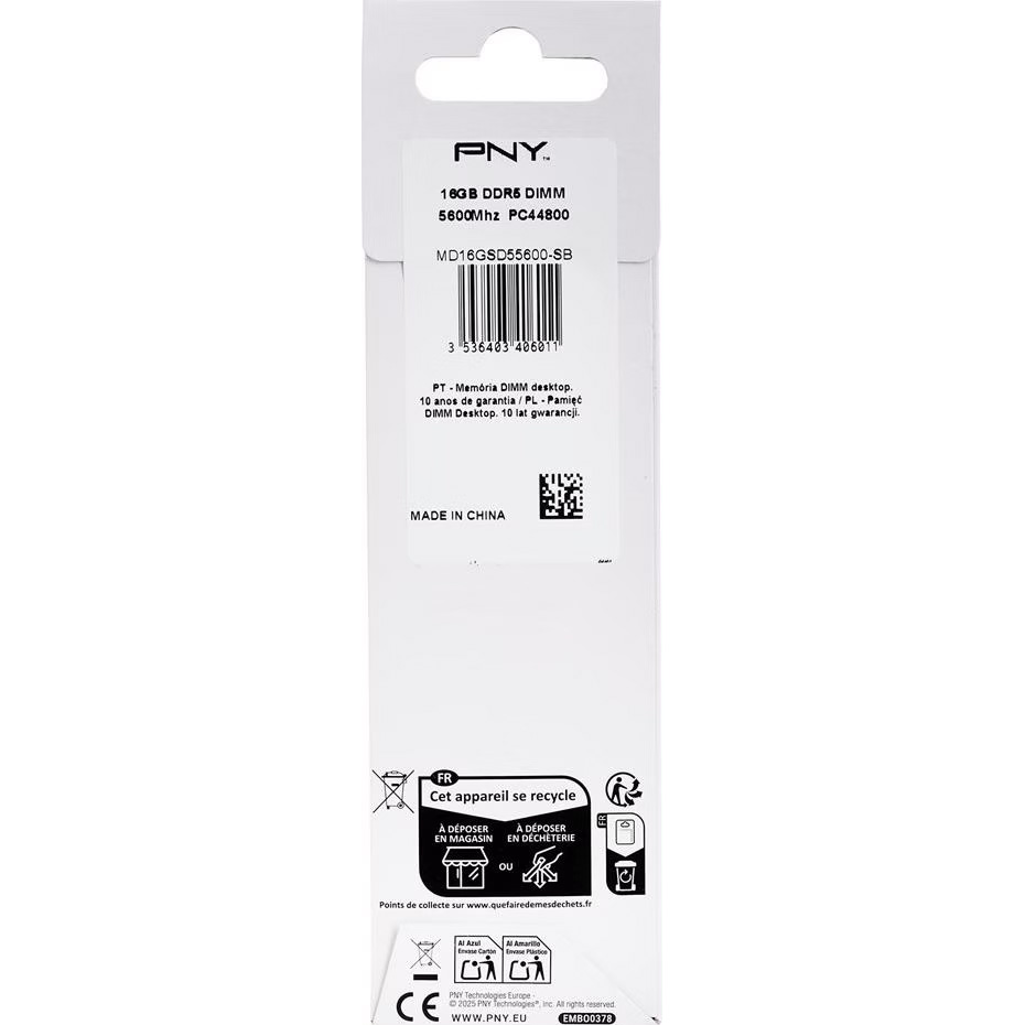 Модуль памяти PNY DDR5 5600MHz 16GB (MD16GSD55600-SB)