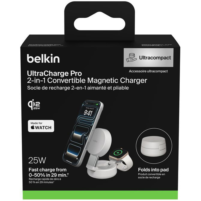 Беспроводное зарядное устройство BELKIN UltraCharge Pro 2-in-1 Convertible Magnetic Charging Dock Sand (WIZ043KQSD)