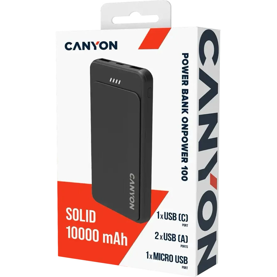 Повербанк CANYON OnPower 100 12W 10000mAh Black