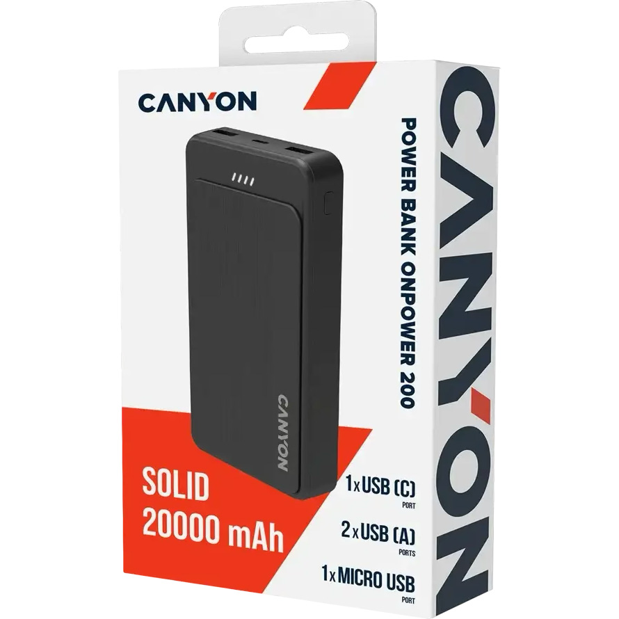 Повербанк CANYON OnPower 200 12W 20000mAh Black