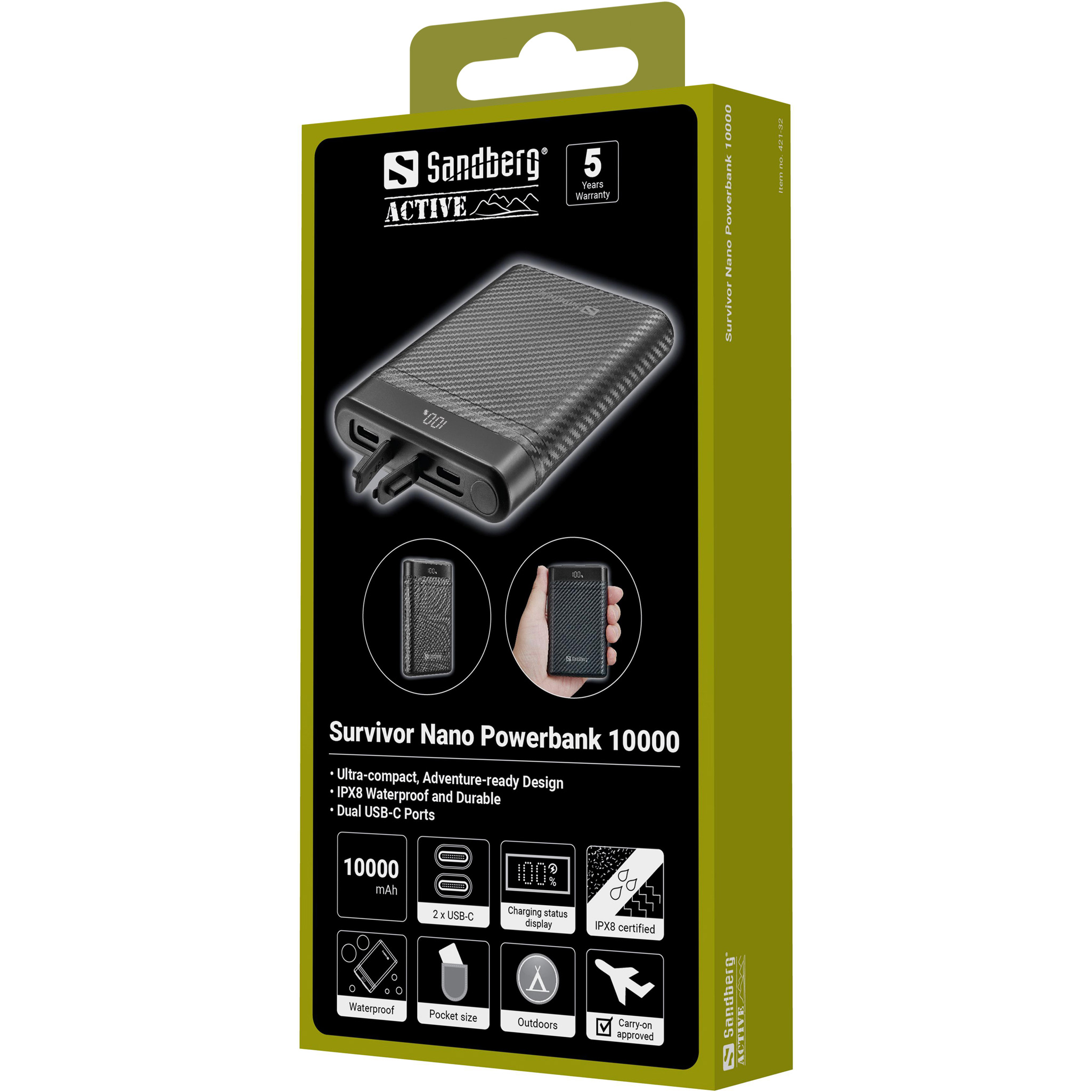 Повербанк SANDBERG Survivor Nano Powerbank 20W 10000mAh (421-32)