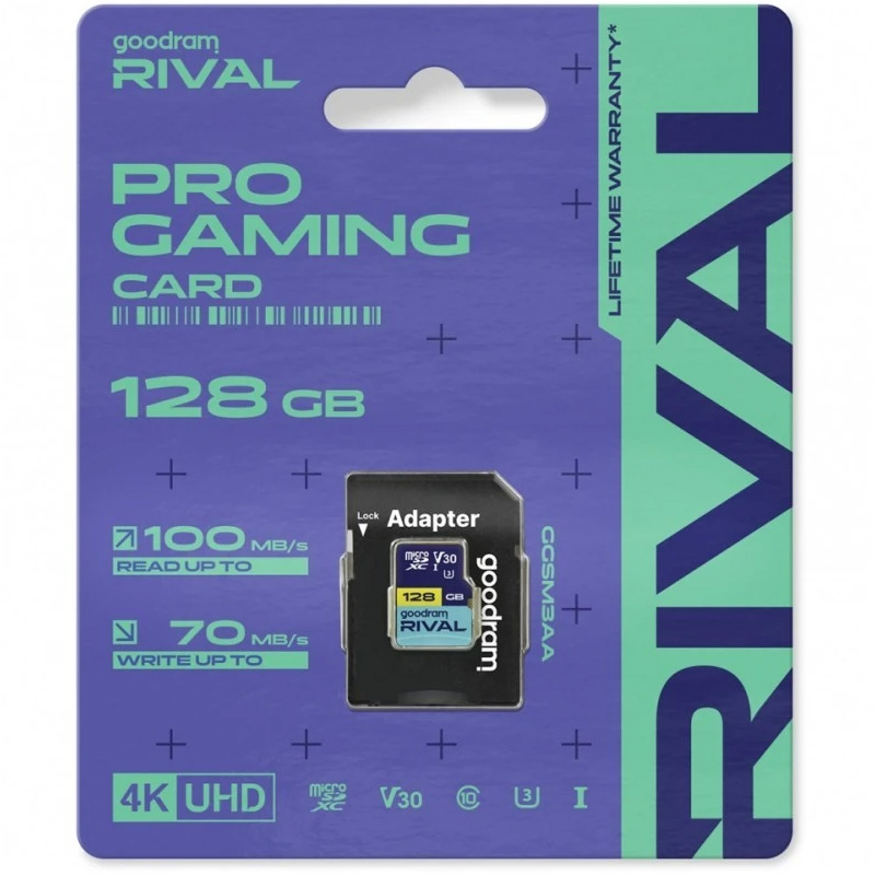 Карта памяти GOODRAM microSDXC Rival M3AA 128GB UHS-I U3 V30 Class 10 (GGSM3AA-1280R12)