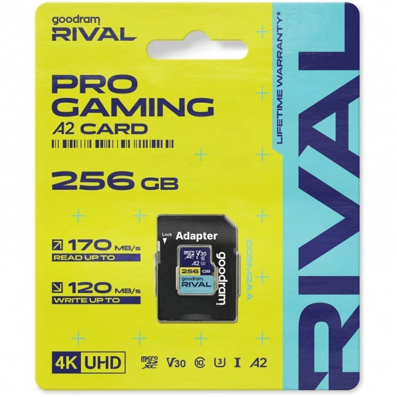 Карта памяти GOODRAM microSDXC Rival M2AA 256GB UHS-I U3 V30 A2 Class 10 + SD-adapter (GGSM2AA-2560R12)