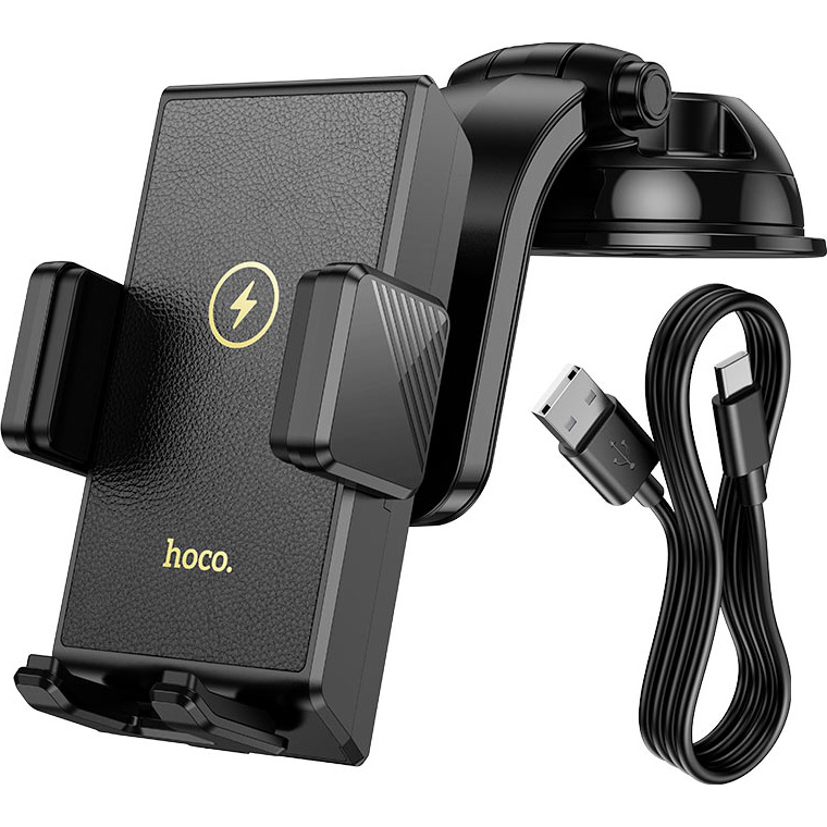 Автодержатель с беспроводной зарядкой HOCO HW22 Precious Center Console Wireless Fast Charging Car Holder Black