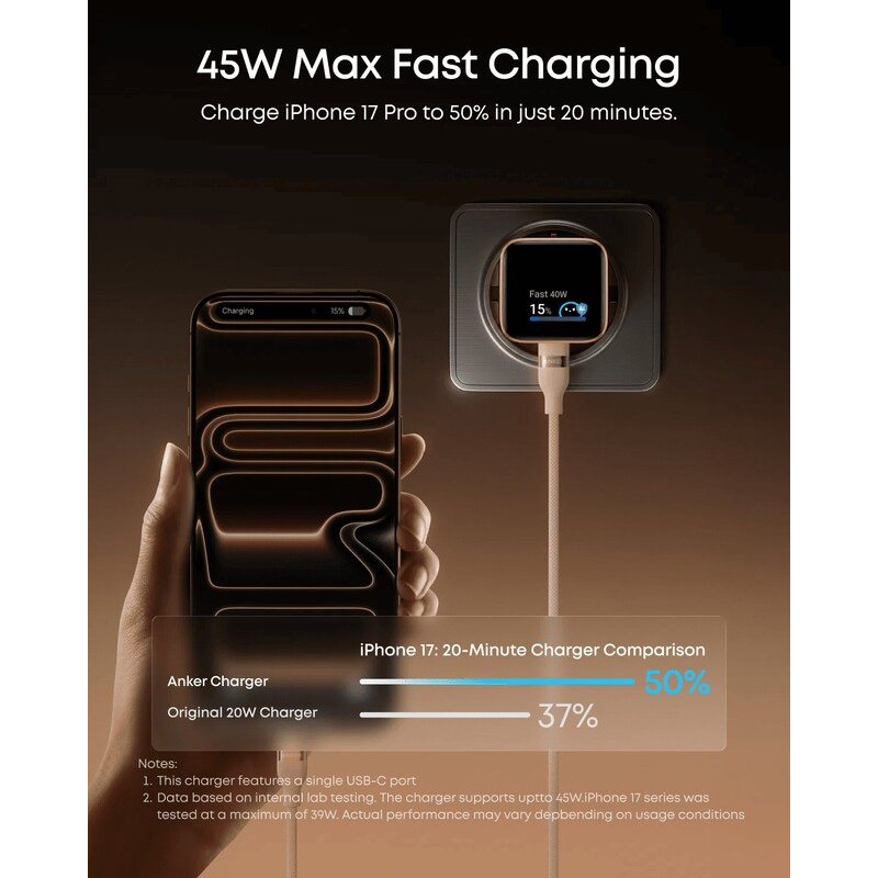 Зарядний пристрій ANKER Nano Charger 45W USB-C Black (A121DG11)