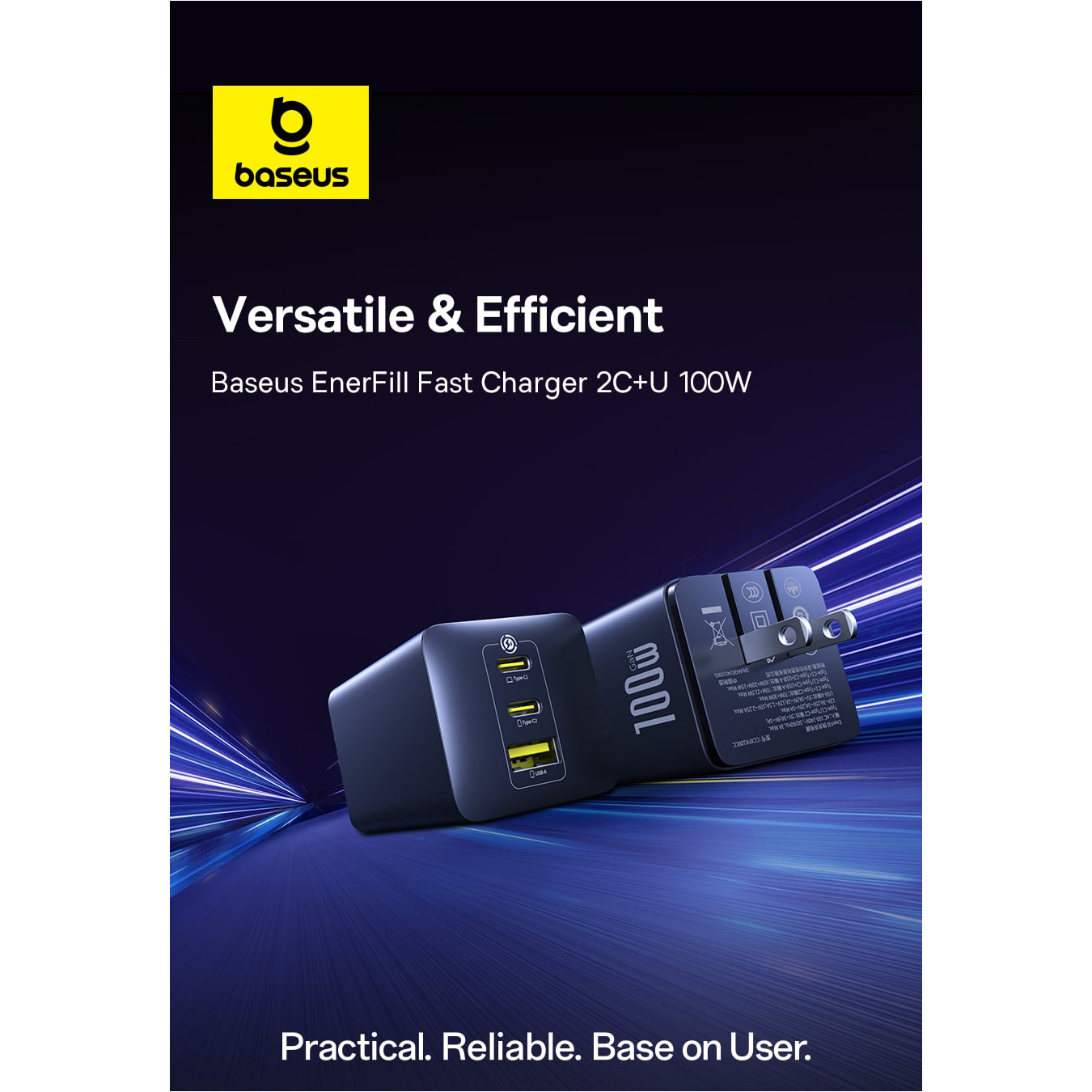 Зарядний пристрій BASEUS OS-Baseus EnerFill FE11 Fast Charger 2C+U 100W Cosmic Black (P10182102123-00)