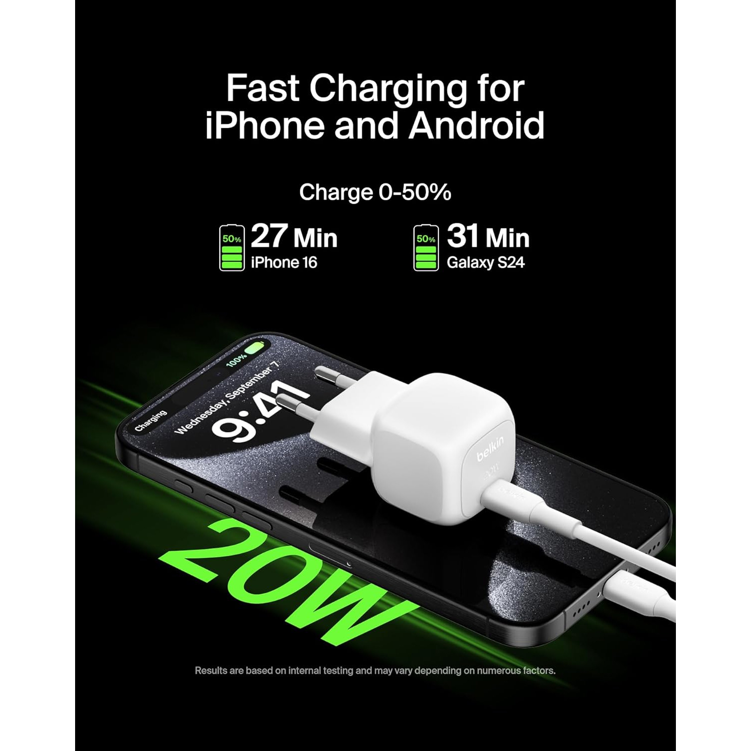 Зарядний пристрій BELKIN BoostCharge Compact USB-C Wall Charger 20W White w/Type-C cable (WCA009KQ1MWH-B6)