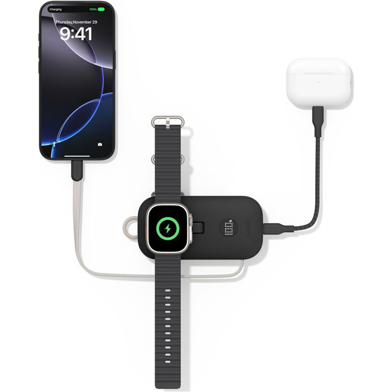 Повербанк BELKIN BoostCharge Pro Power Bank 10K with Apple Watch Charger 45W 10000mAh Black (BPD012HQBK)