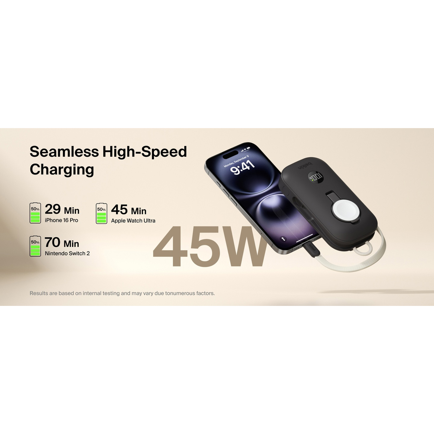 Повербанк BELKIN BoostCharge Pro Power Bank 10K with Apple Watch Charger 45W 10000mAh Black (BPD012HQBK)