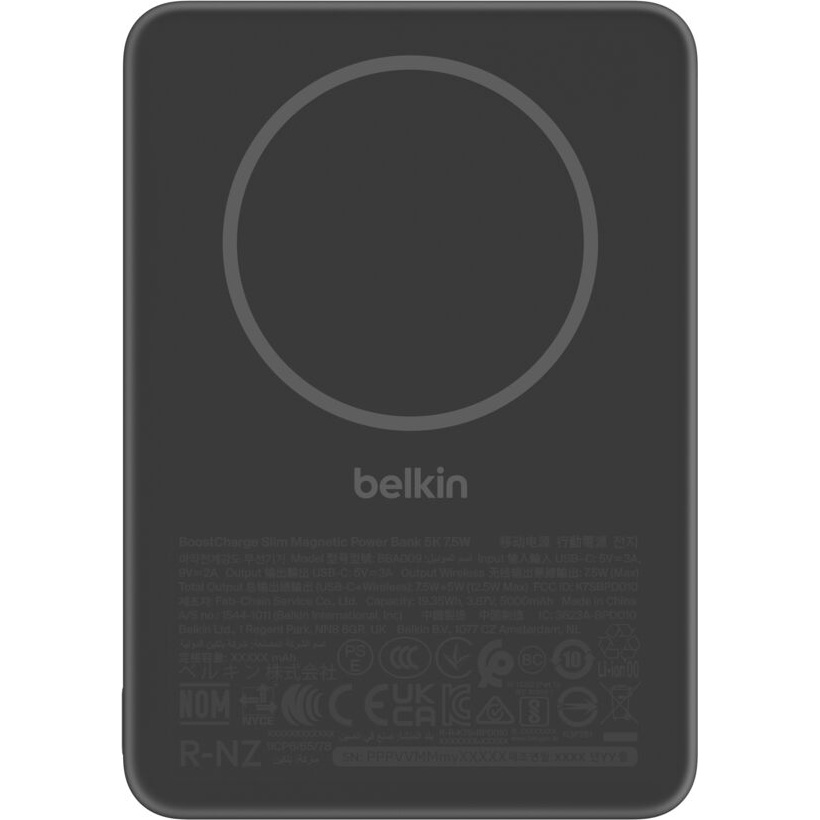 Повербанк MagSafe BELKIN BoostCharge Slim Magnetic Power Bank 5K 15W 5000mAh Black (BPD020HQBK)