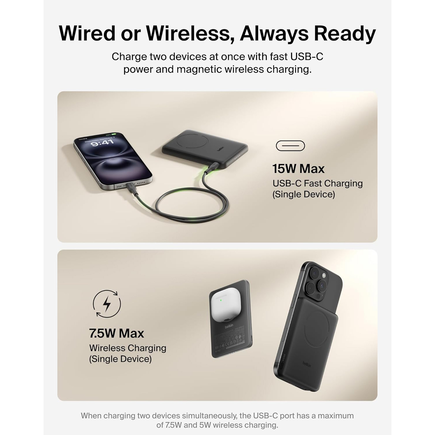 Повербанк MagSafe BELKIN BoostCharge Slim Magnetic Power Bank 5K 15W 5000mAh Black (BPD020HQBK)