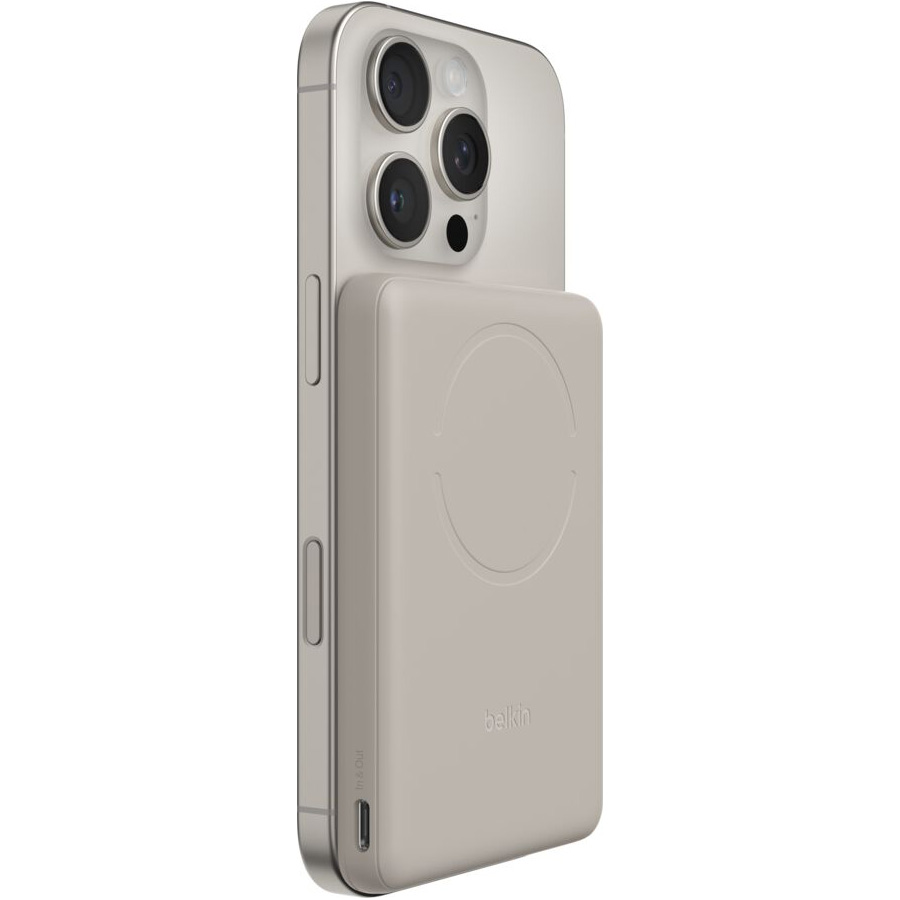 Повербанк MagSafe BELKIN BoostCharge Slim Magnetic Power Bank 5K 15W 5000mAh Sand (BPD020HQSA)