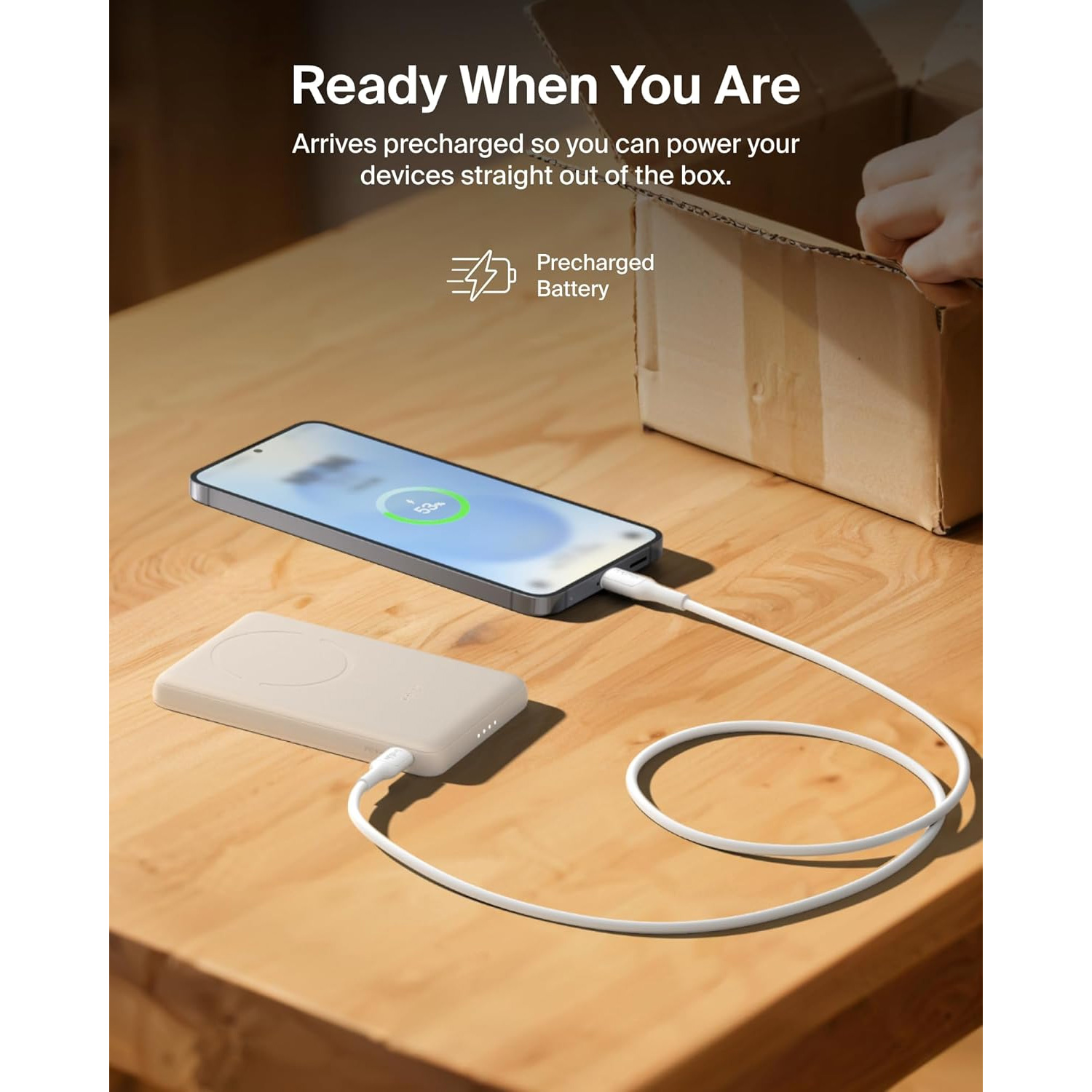 Повербанк MagSafe BELKIN BoostCharge Slim Magnetic Power Bank 5K 15W 5000mAh Sand (BPD020HQSA)