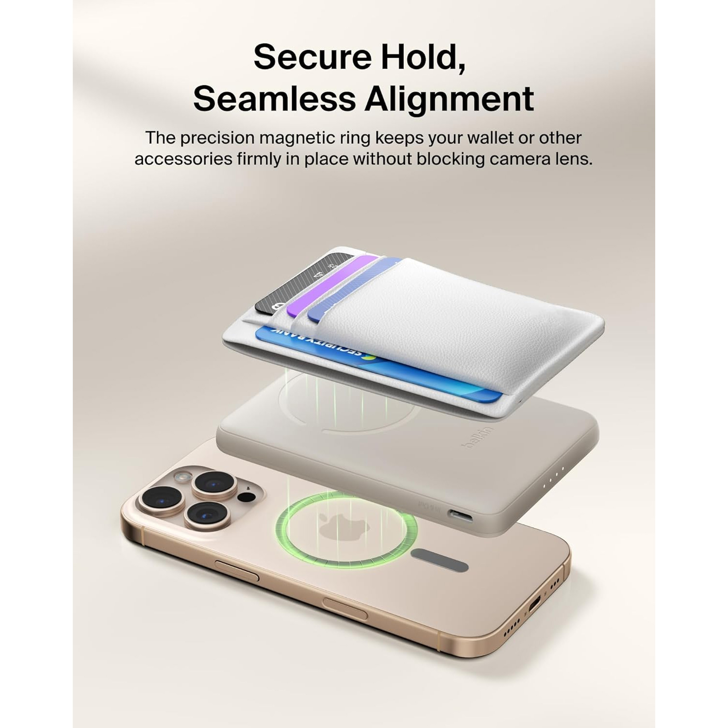 Повербанк MagSafe BELKIN BoostCharge Slim Magnetic Power Bank 5K 15W 5000mAh Sand (BPD020HQSA)