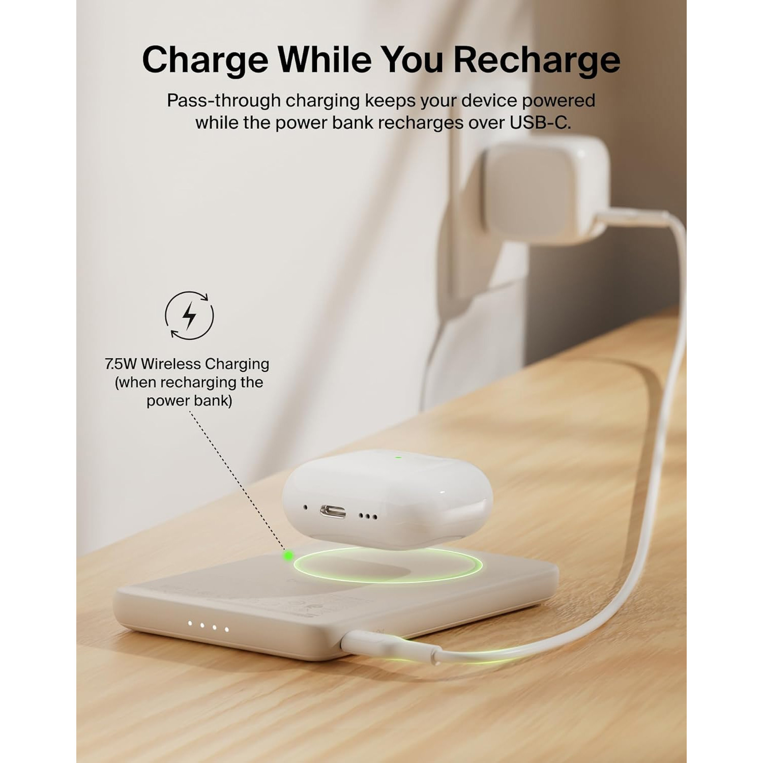 Повербанк MagSafe BELKIN BoostCharge Slim Magnetic Power Bank 5K 15W 5000mAh Sand (BPD020HQSA)