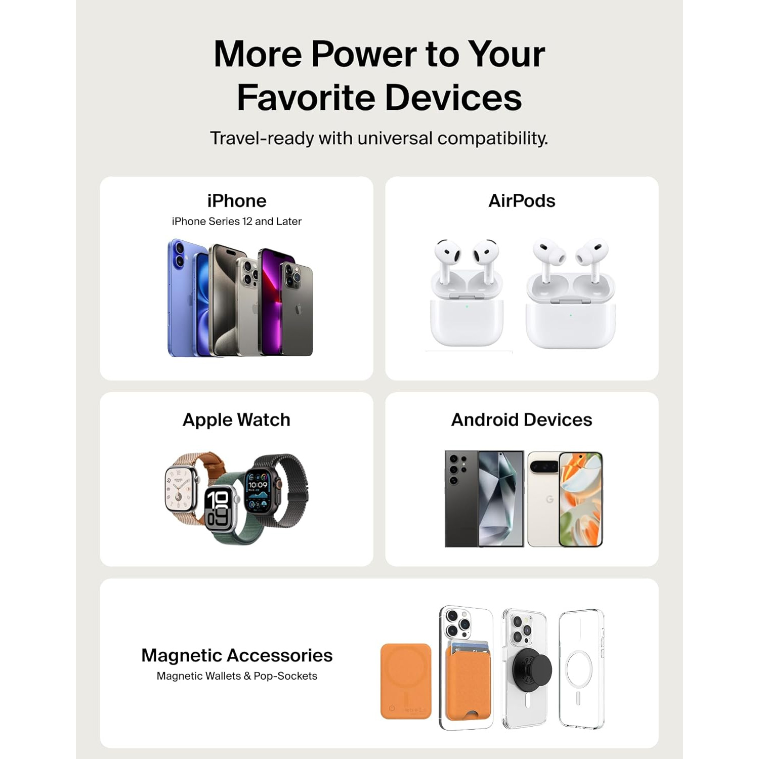 Повербанк MagSafe BELKIN BoostCharge Slim Magnetic Power Bank 5K 15W 5000mAh Sand (BPD020HQSA)