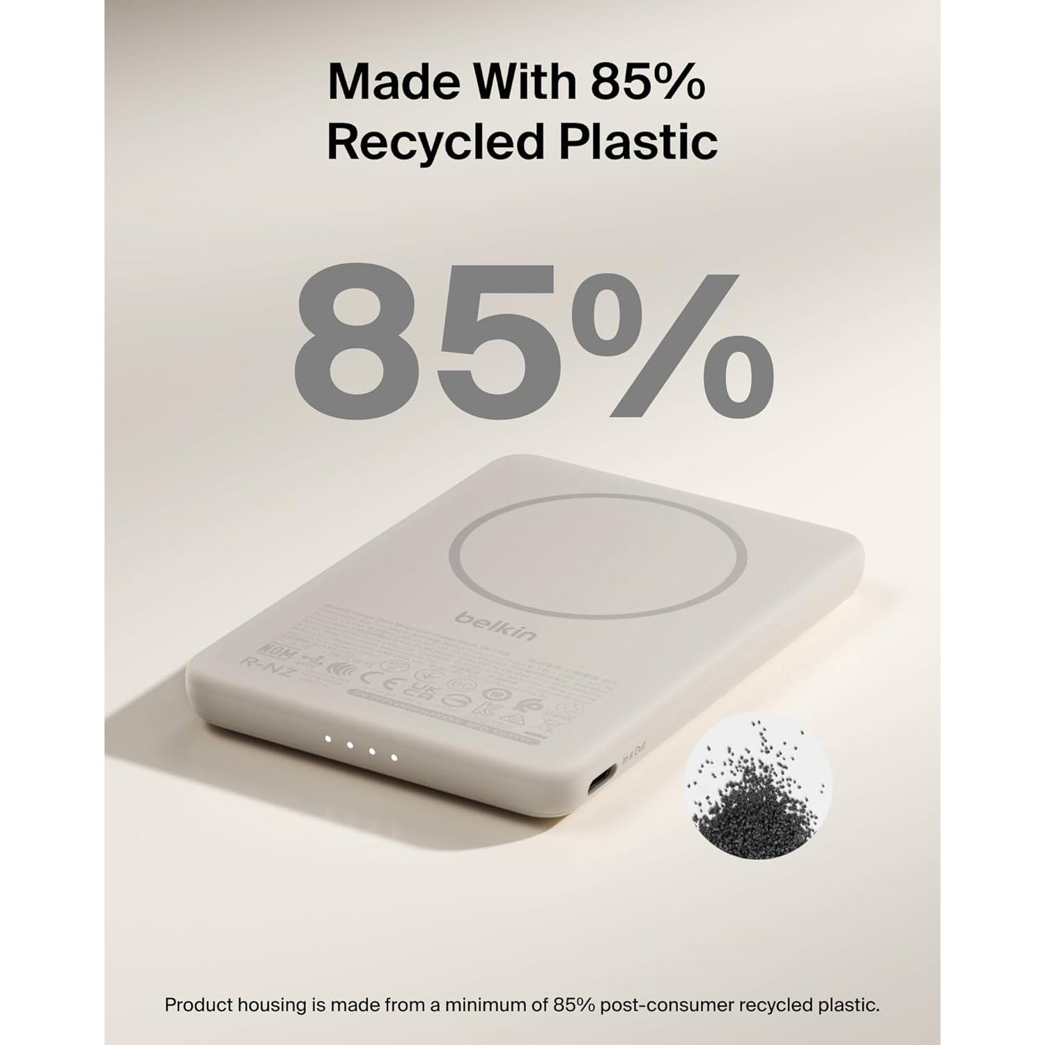 Повербанк MagSafe BELKIN BoostCharge Slim Magnetic Power Bank 5K 15W 5000mAh Sand (BPD020HQSA)