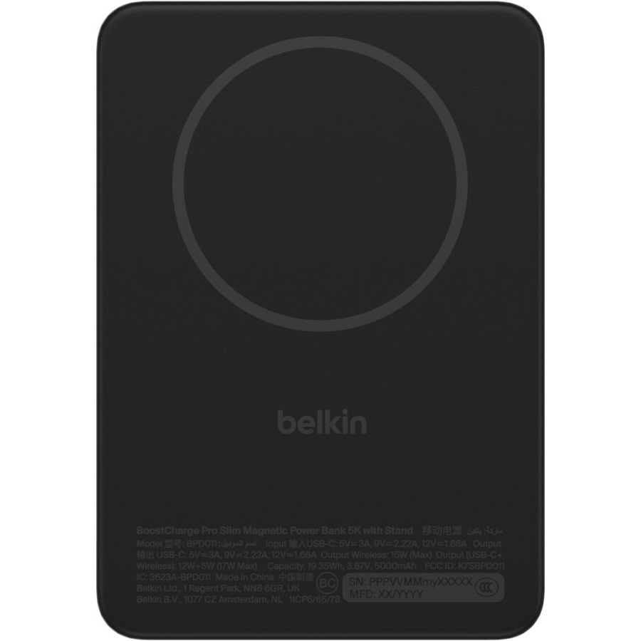 Повербанк MagSafe BELKIN BoostCharge Slim Magnetic Power Bank 5K with Qi2 20W 5000mAh Black (BPD011HQBK)